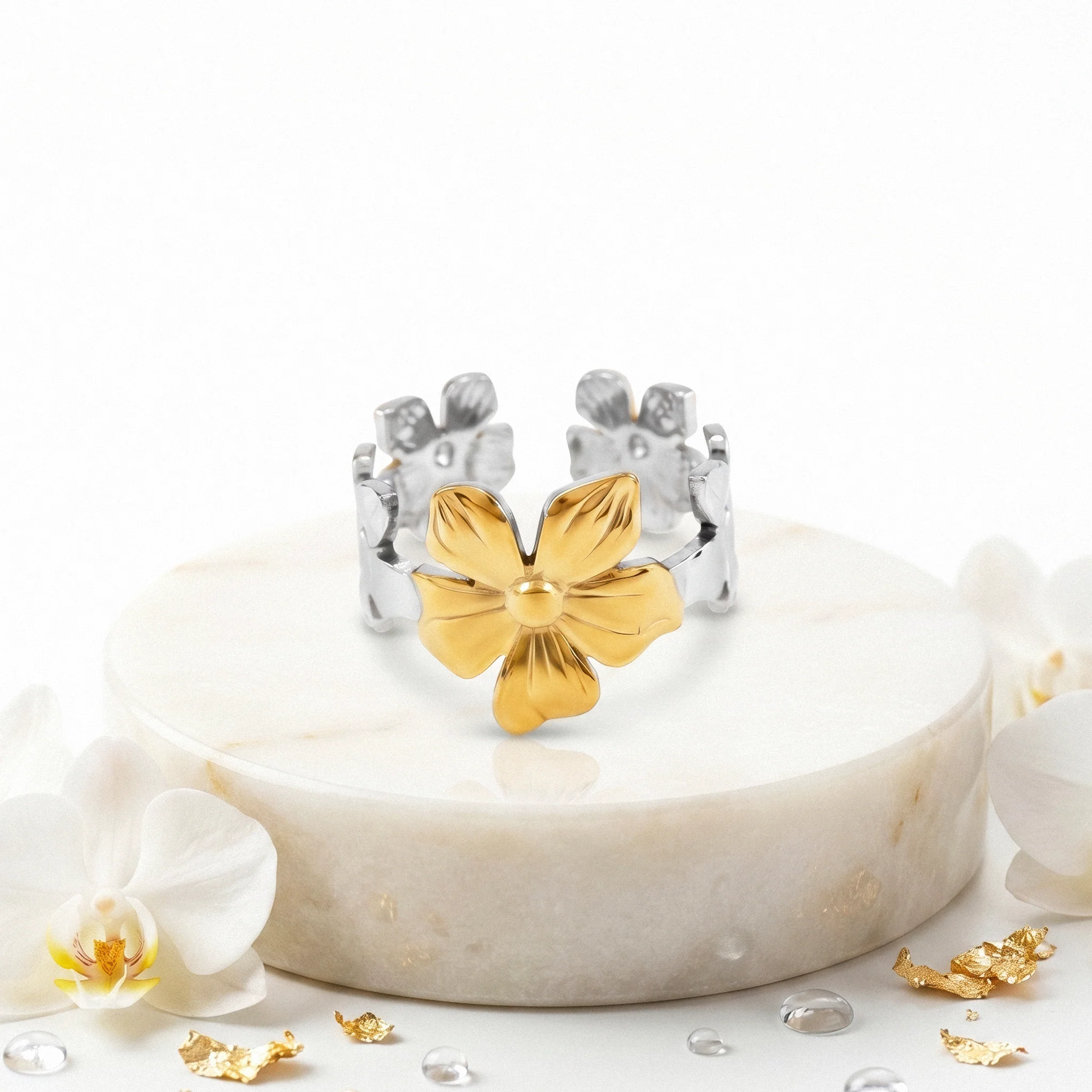 PRAO Ring Anti-Tarnish Five Petal Flower (Adjustable Size) - Image 4