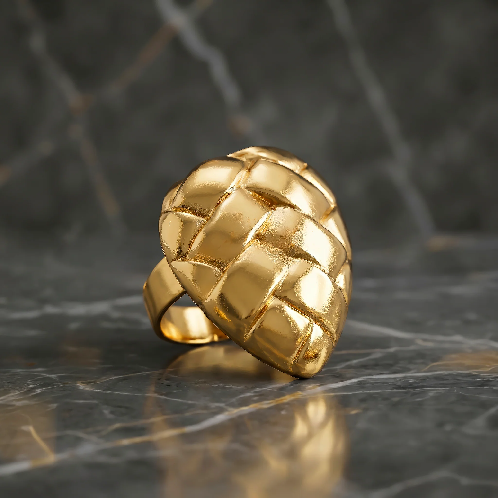PRAO Ring Anti-Tarnish Basket Weave Teardrop (Adjustable Size) - Image 4