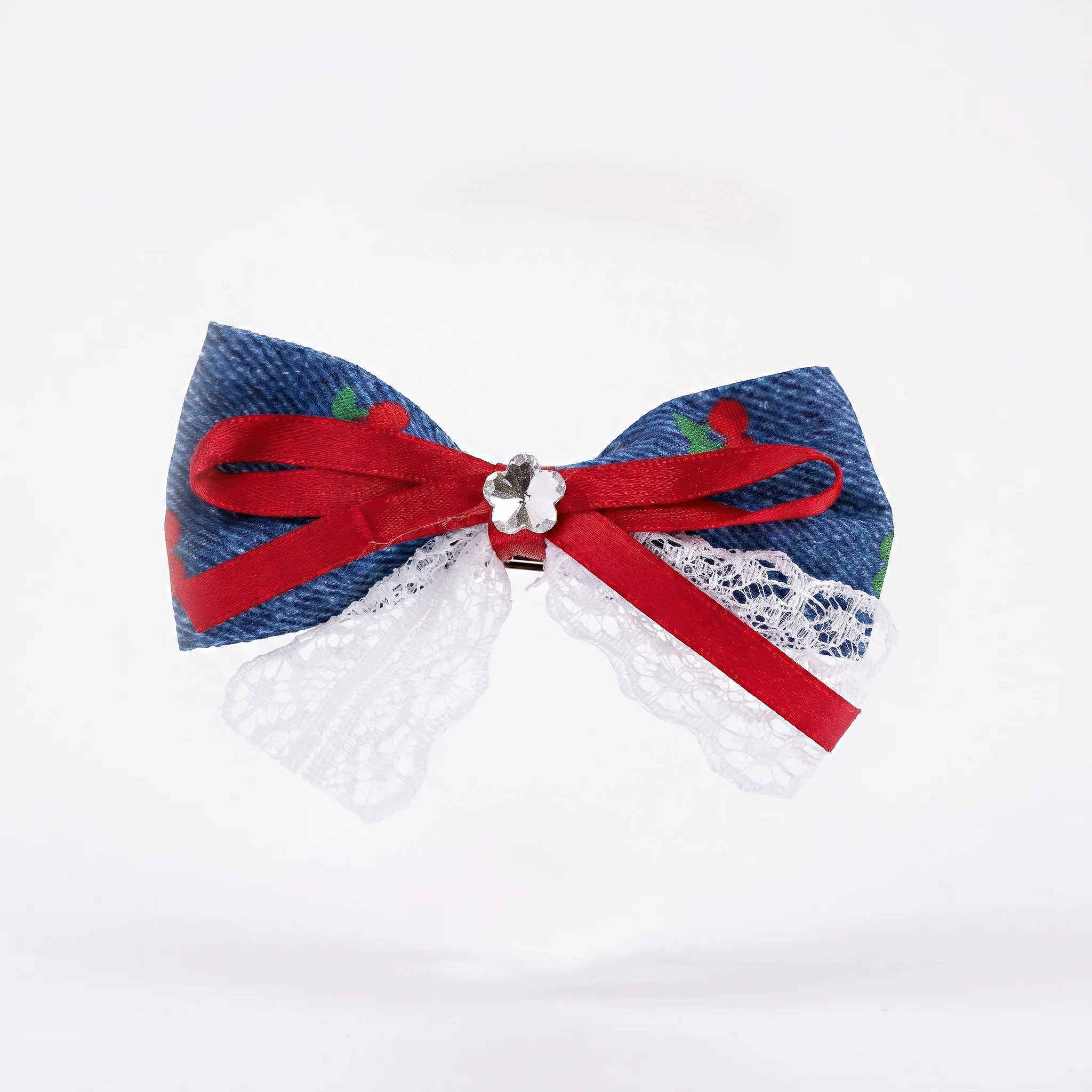 PRAO Hair Clip Denim Lace Bow - Image 3