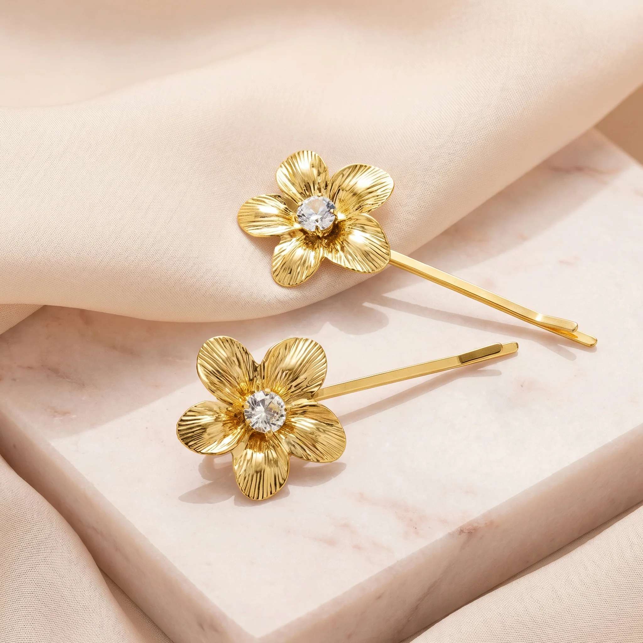 PRAO Hair Pin Anti-Tarnish Floral Rhinestone - Image 4