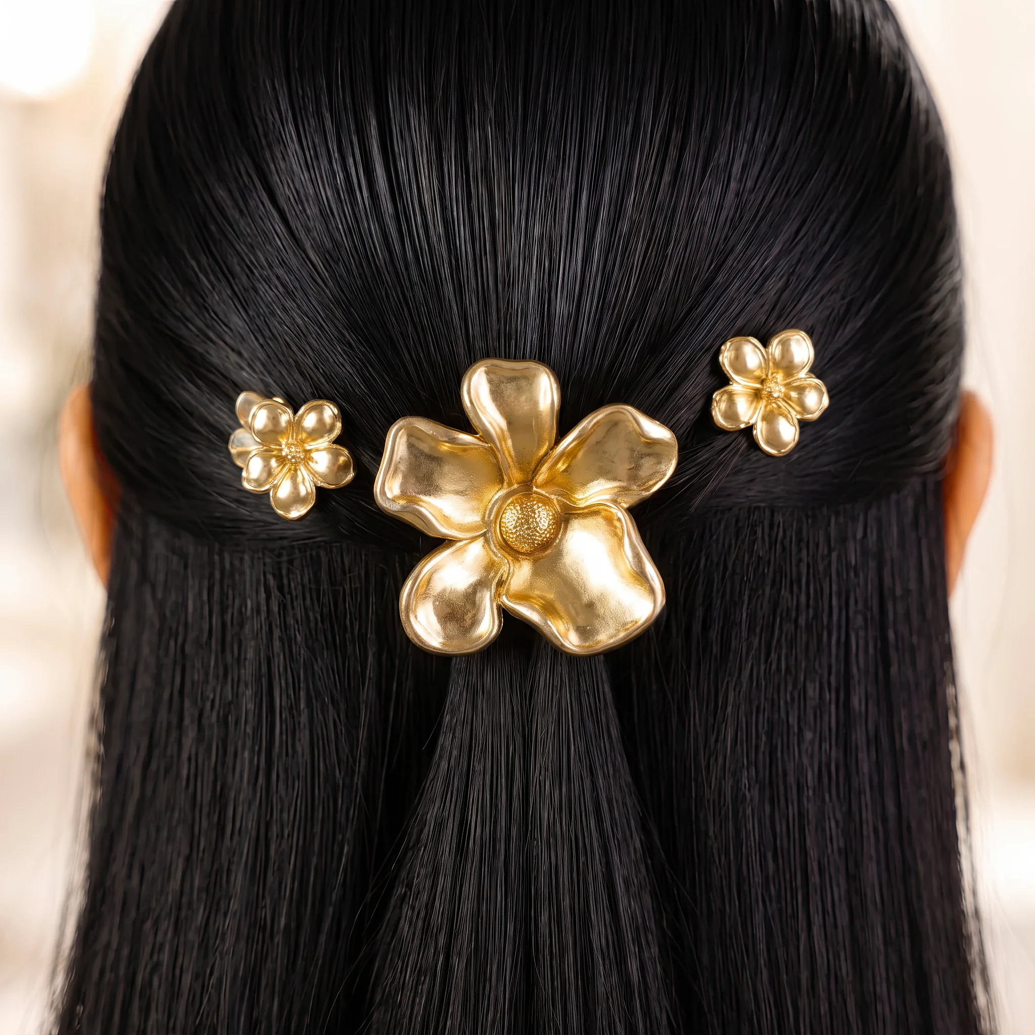 Prao Hair Claw Clip Anti-Tarnish Triple Flower