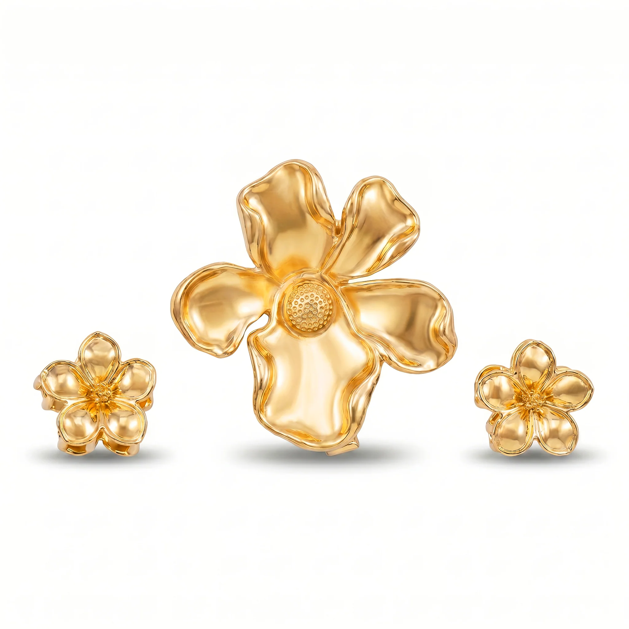 Prao Hair Claw Clip Anti-Tarnish Triple Flower - Image 3