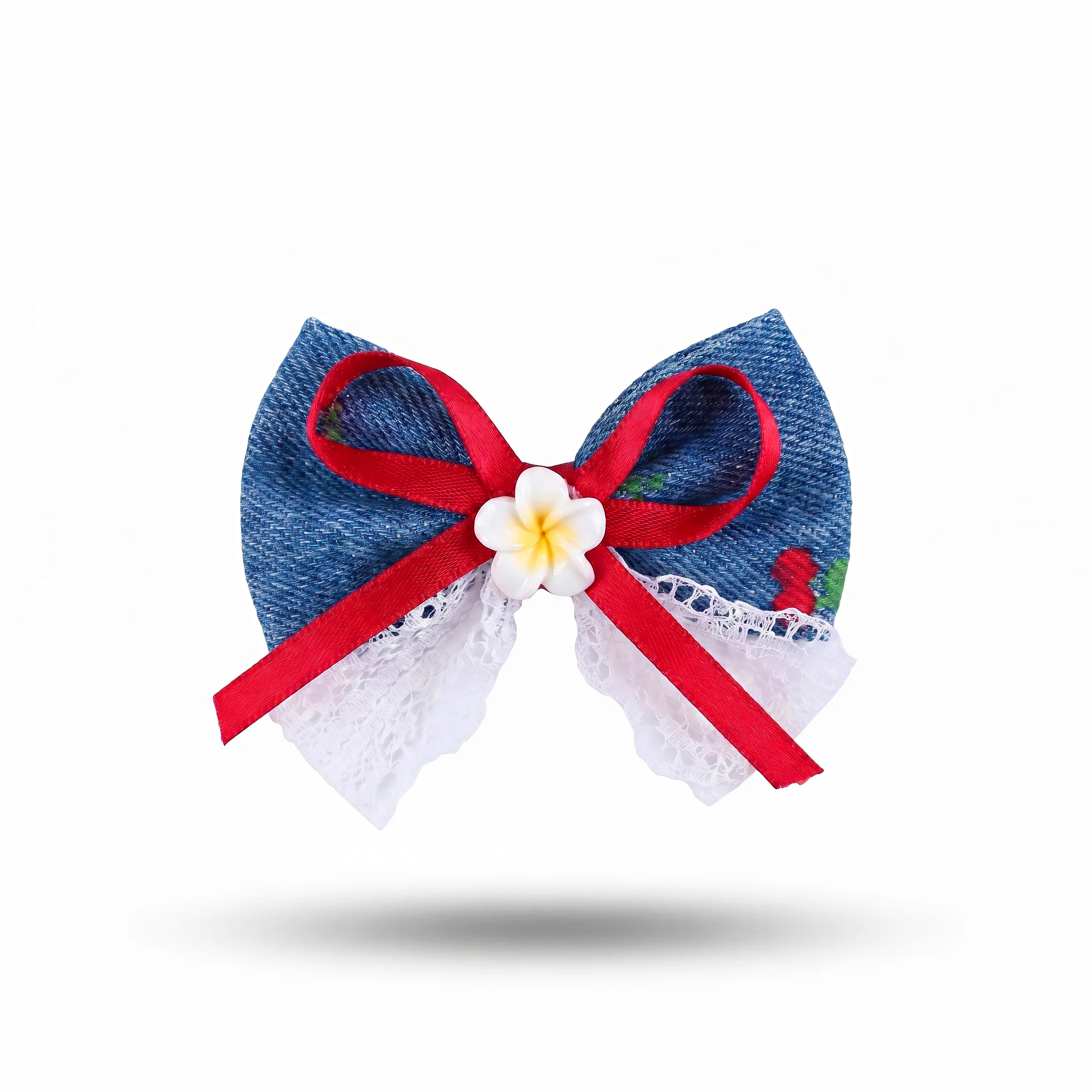 PRAO Hair Clip Anti-Tarnish Denim Plumeria - Image 3