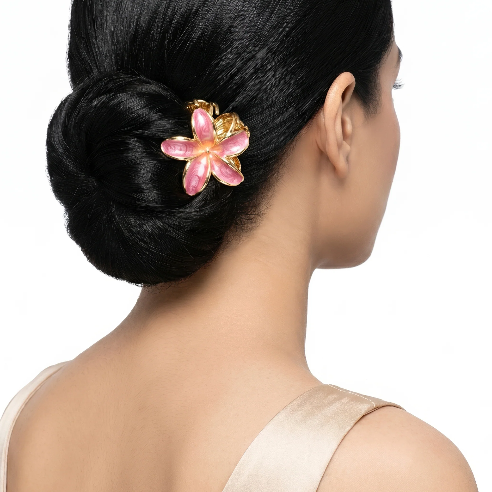PRAO Hair Claw Clip Anti-Tarnish Purple Five Petal Enamel Flower Pin - Image 2