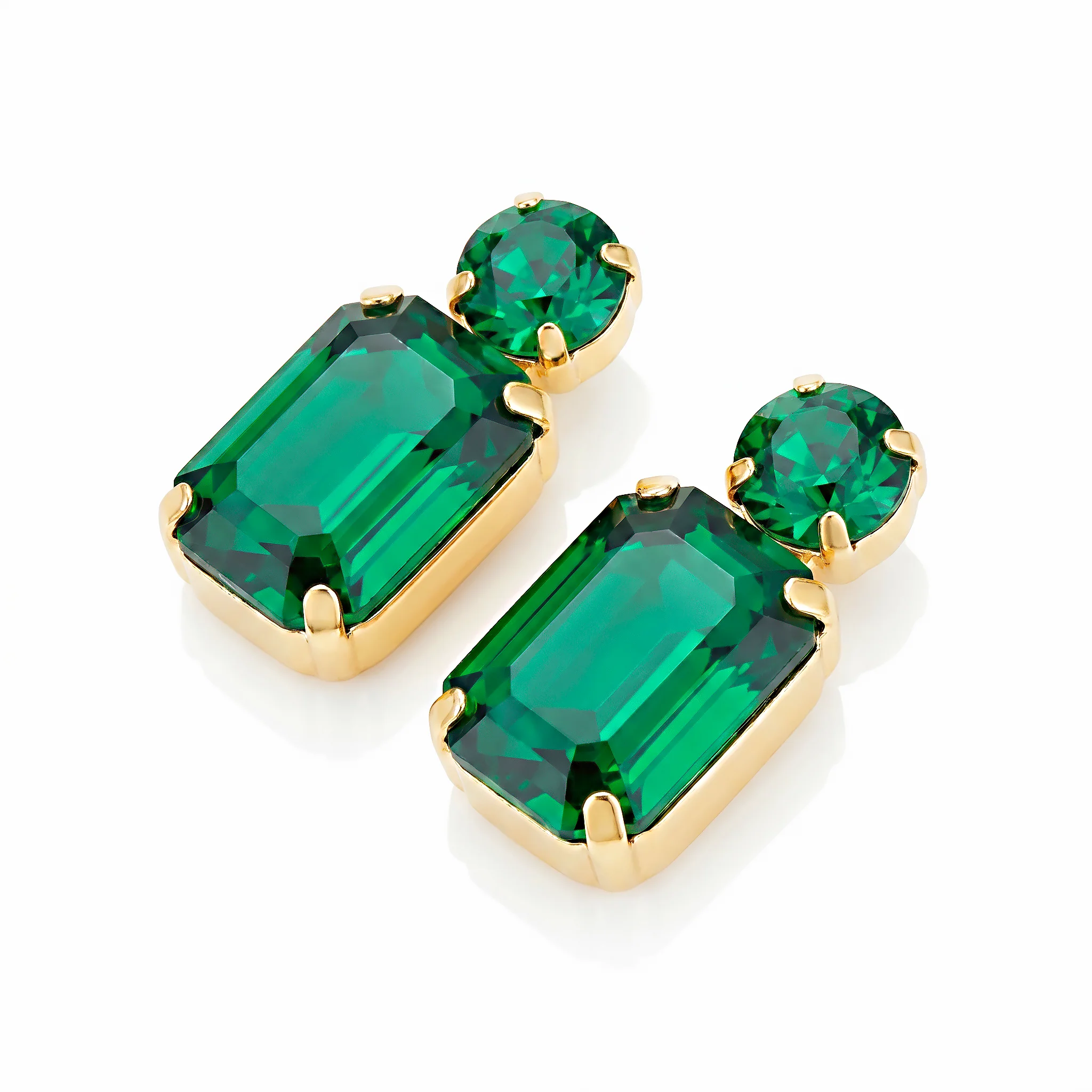 PRAO Earrings Anti-Tarnish Rectangular Emerald Gemstone - Image 3