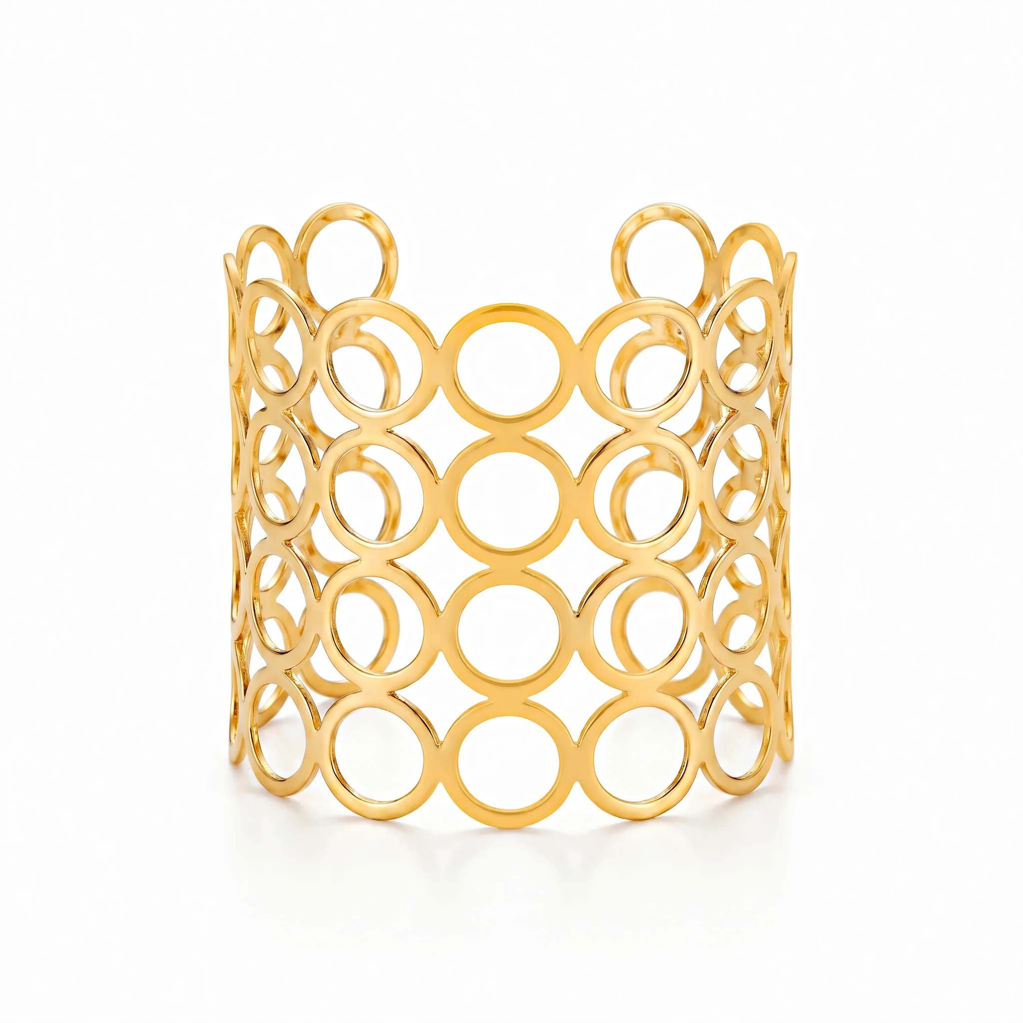 PRAO Bracelet Anti-Tarnish Open Circle Statement Cuff (Adjustable Size) - Image 3