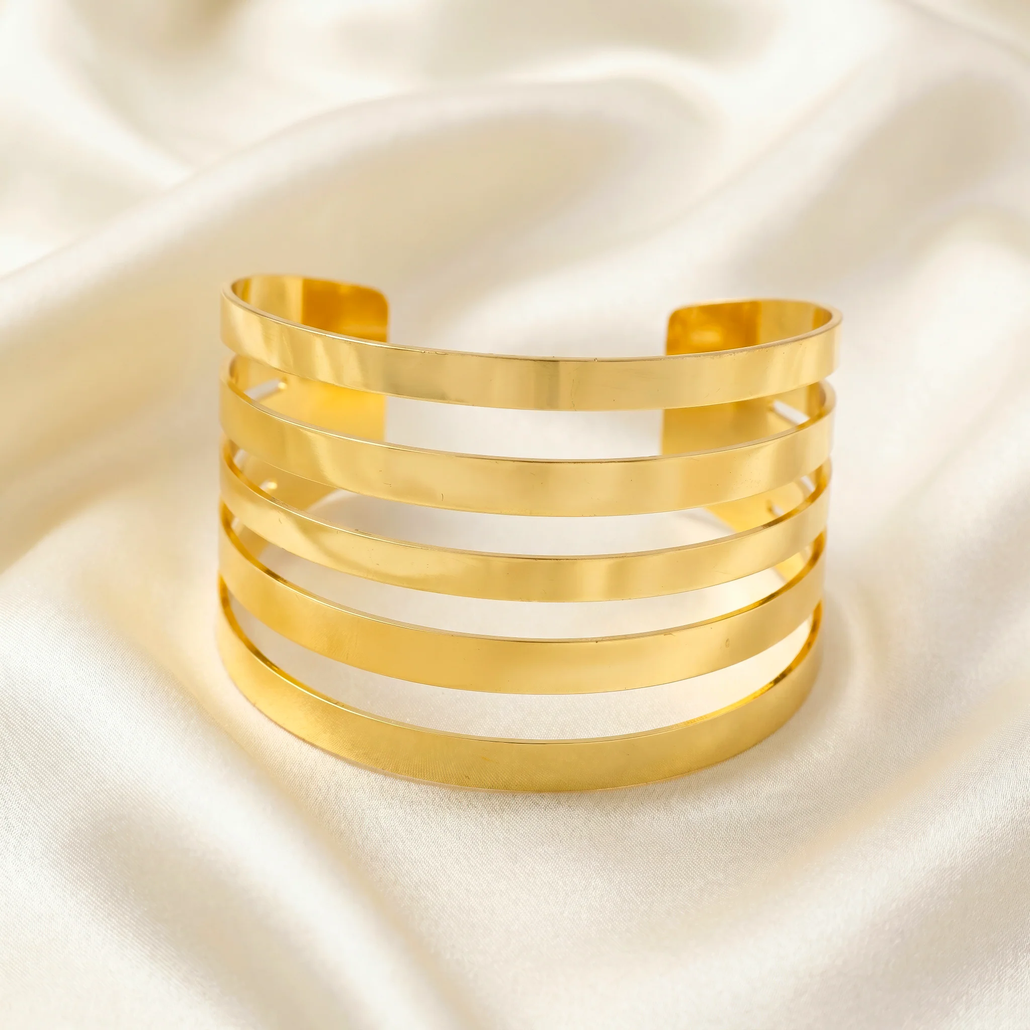 PRAO Bracelet Anti-Tarnish Stacked Look Cuff (Adjustable Size) - Image 4