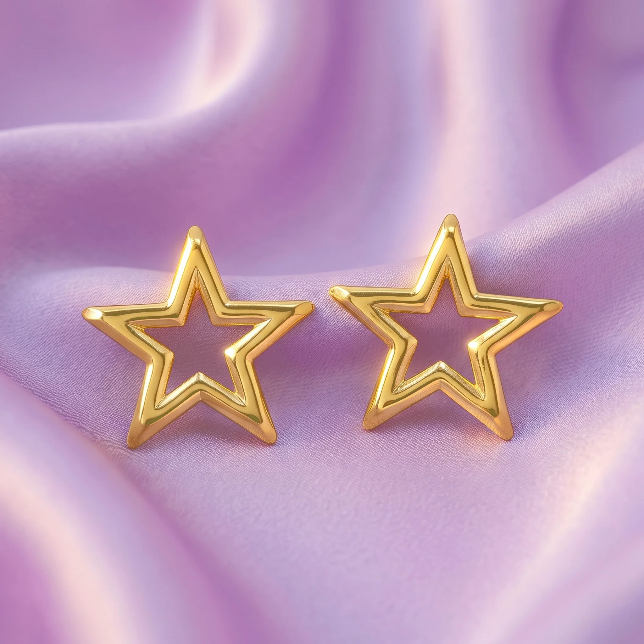 PRAO Earrings Anti-Tarnish Open Star Statement - Image 4