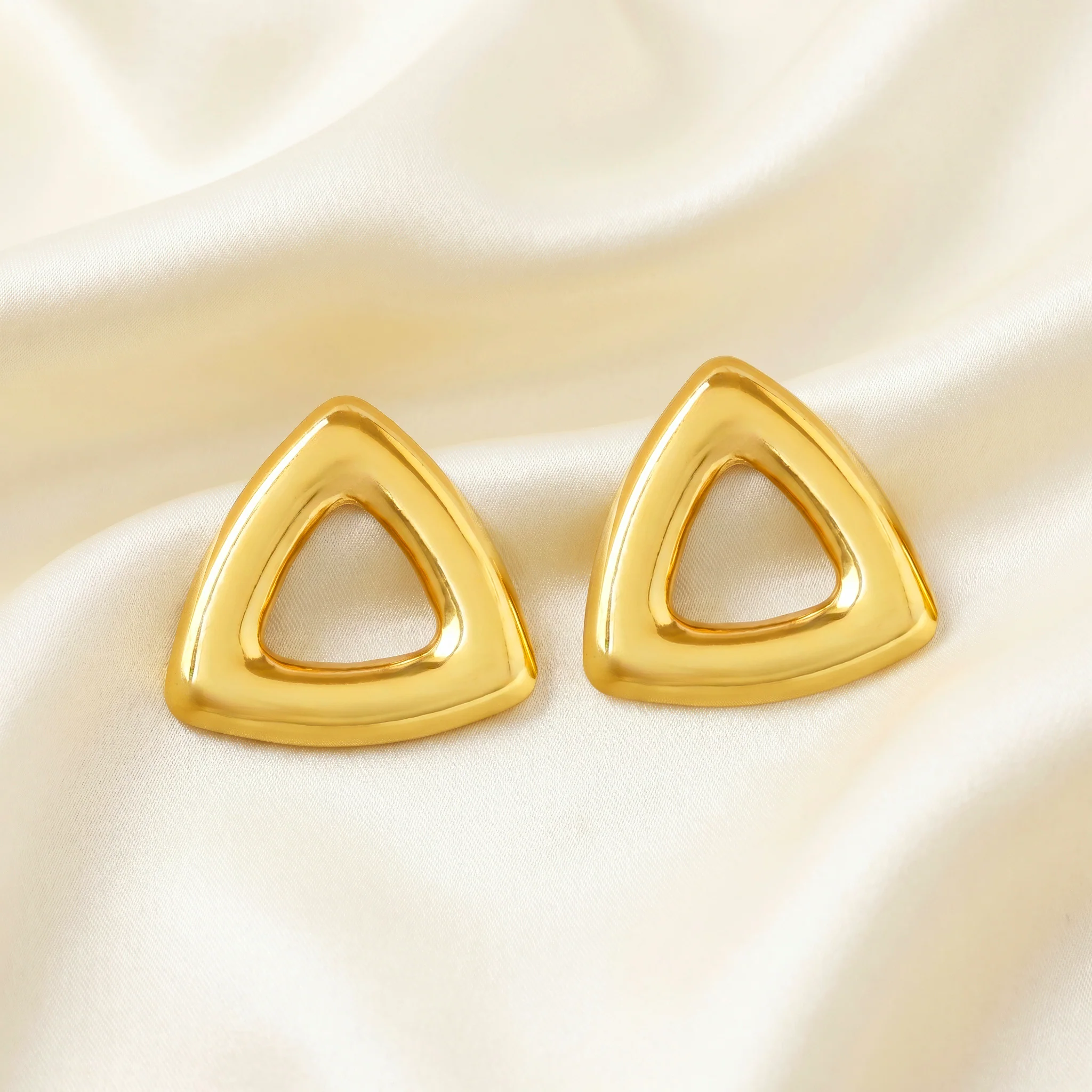 PRAO Earrings Anti-Tarnish Modern Open Triangle - Image 4