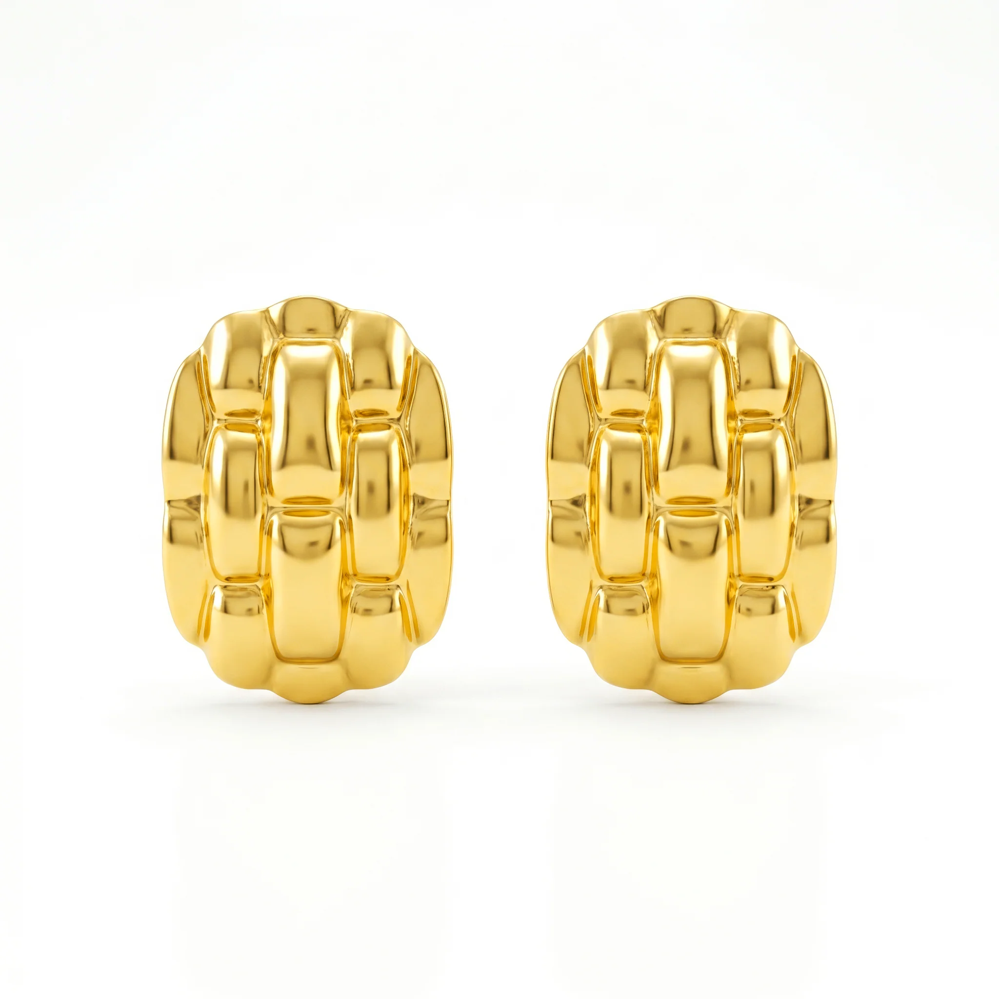 PRAO Earrings Anti-Tarnish Textured Lattice Statement