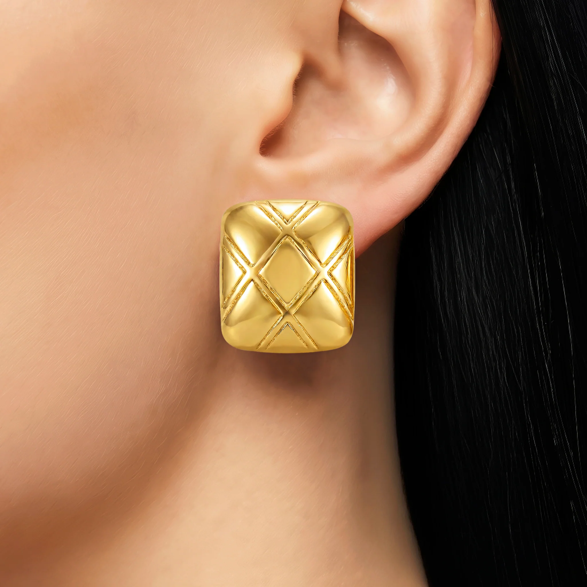 PRAO Earrings Anti-Tarnish Geometric Lattice