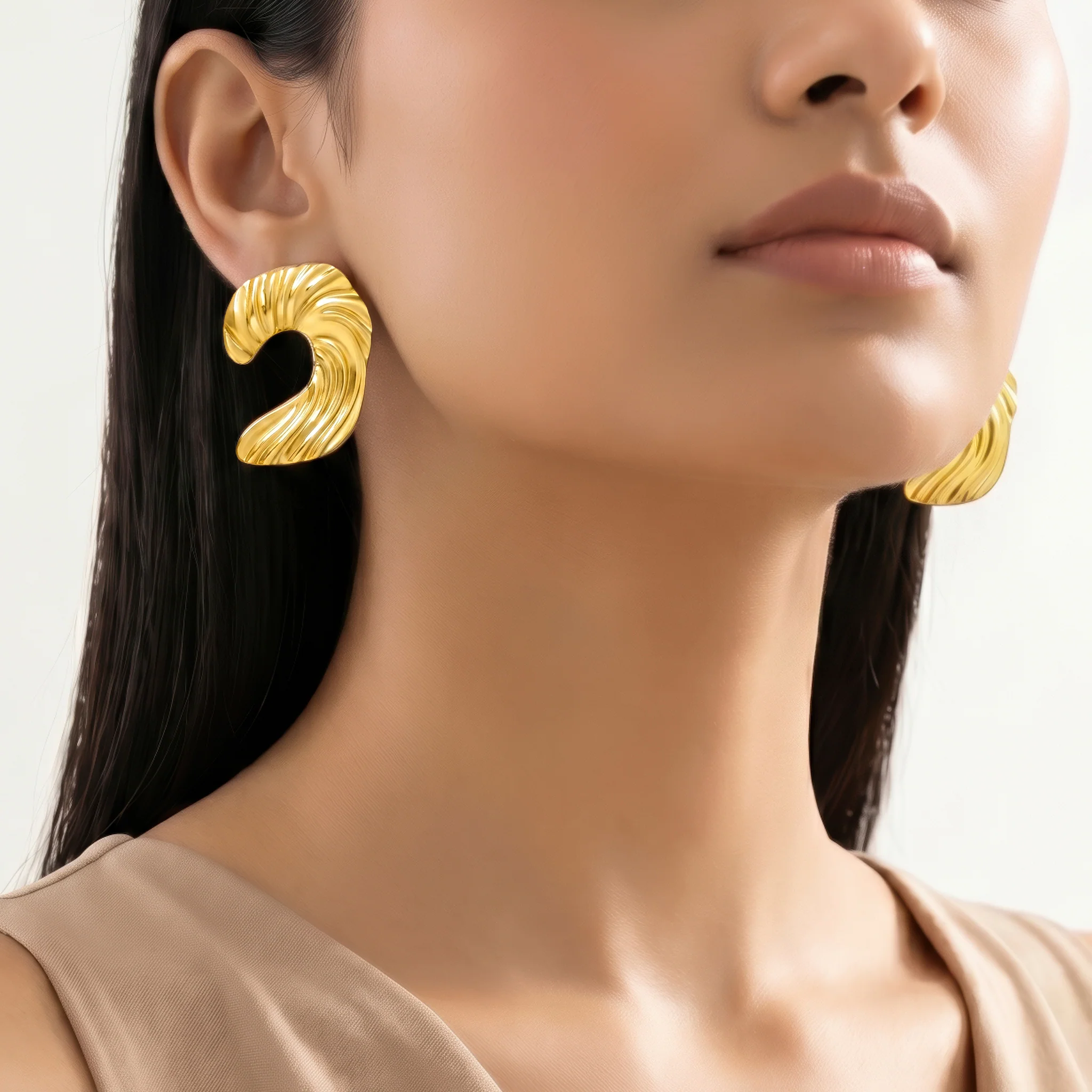 PRAO Earrings Anti-Tarnish Wave-Inspired - Image 3