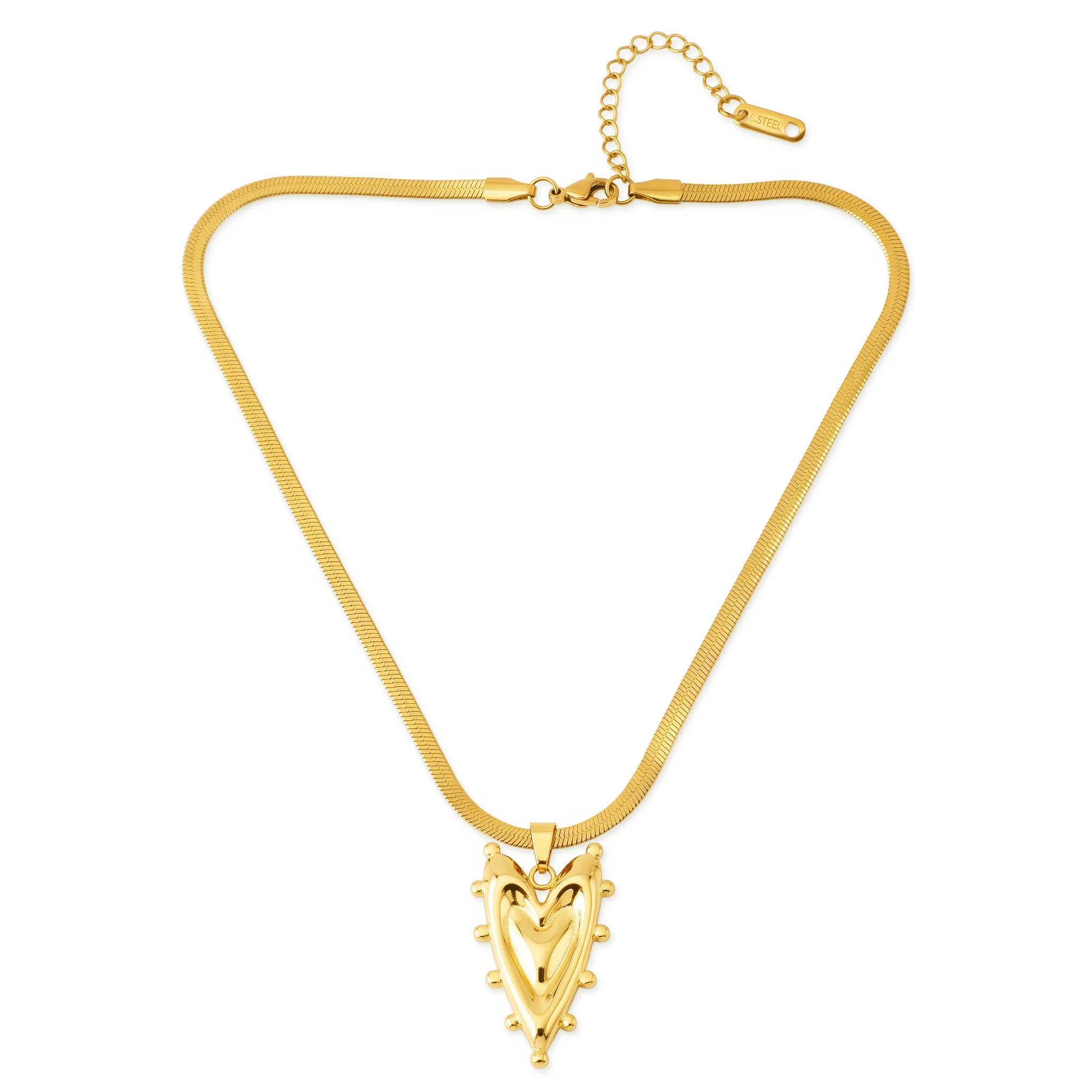 PRAO Necklace Anti-Tarnish Molten Heart Pendant Chain - Image 3