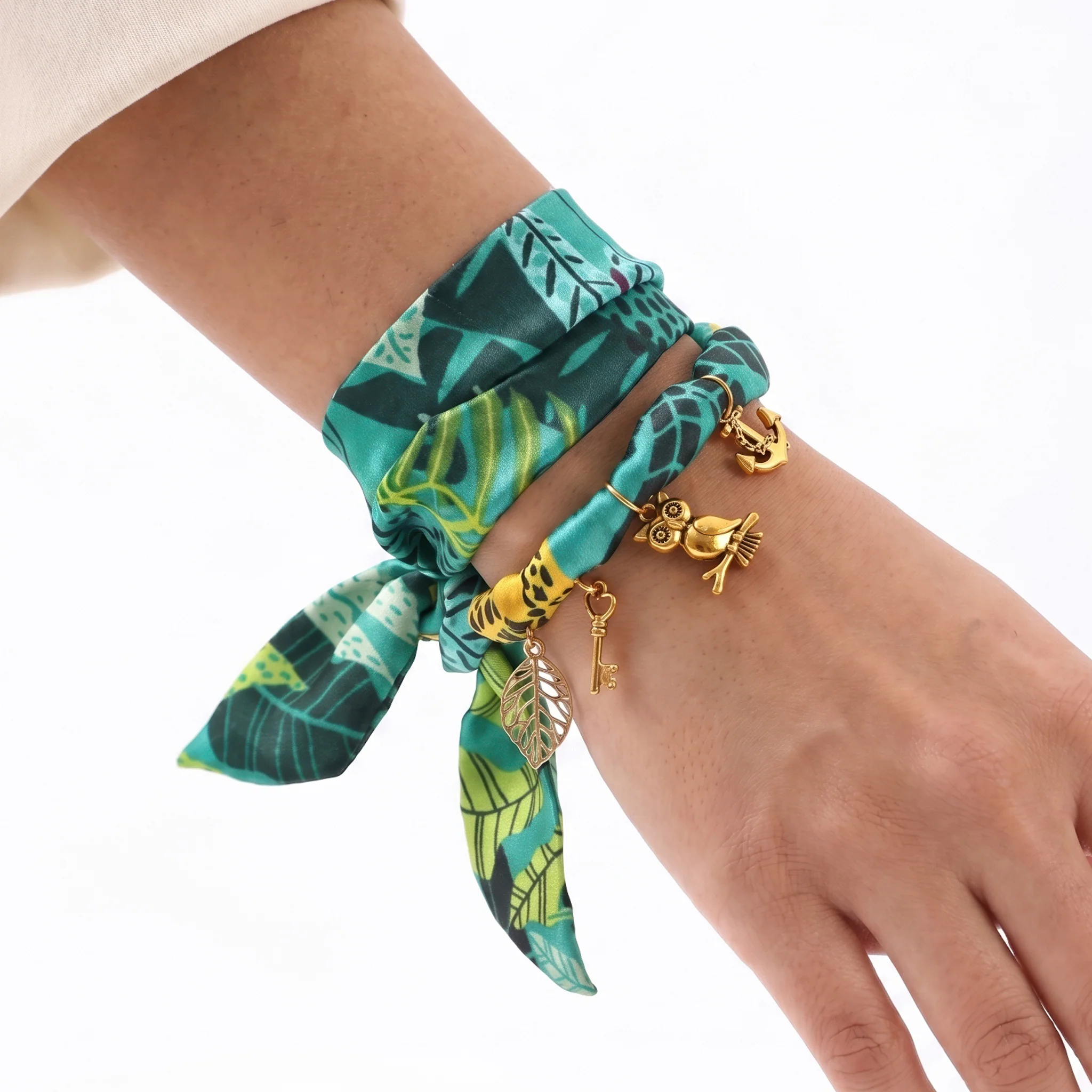 PRAO Necklace Anti-Tarnish Owl Anchor Charm Fabric - Image 3