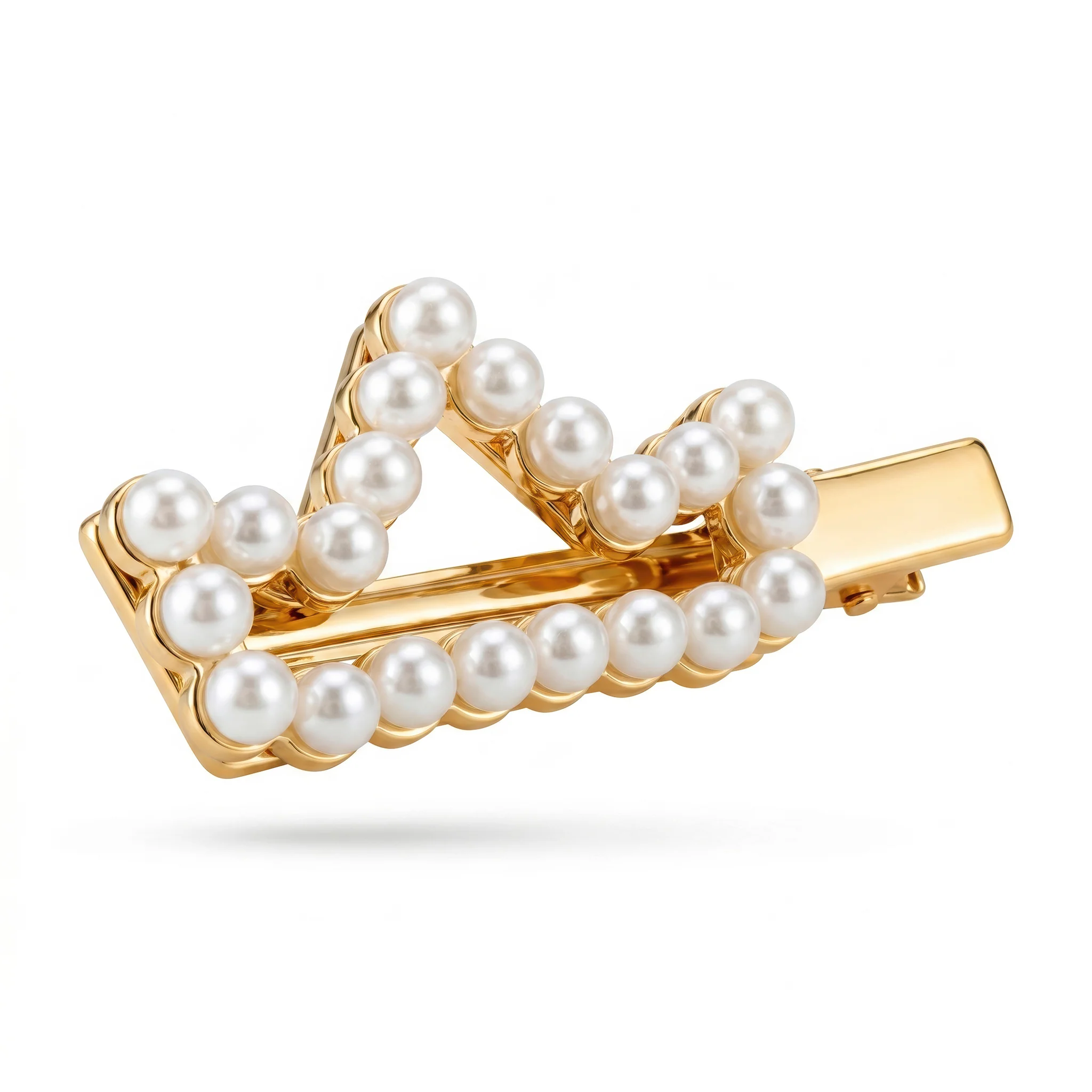 PRAO Hair Clip Anti-Tarnish Geometric Pearl Crown Design - Image 3