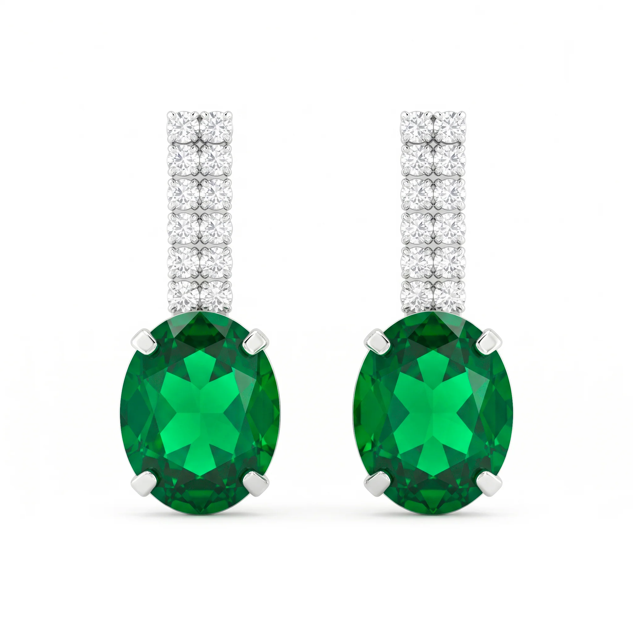PRAO Earrings Anti-Tarnish Green Gemstone Dangles - Image 2