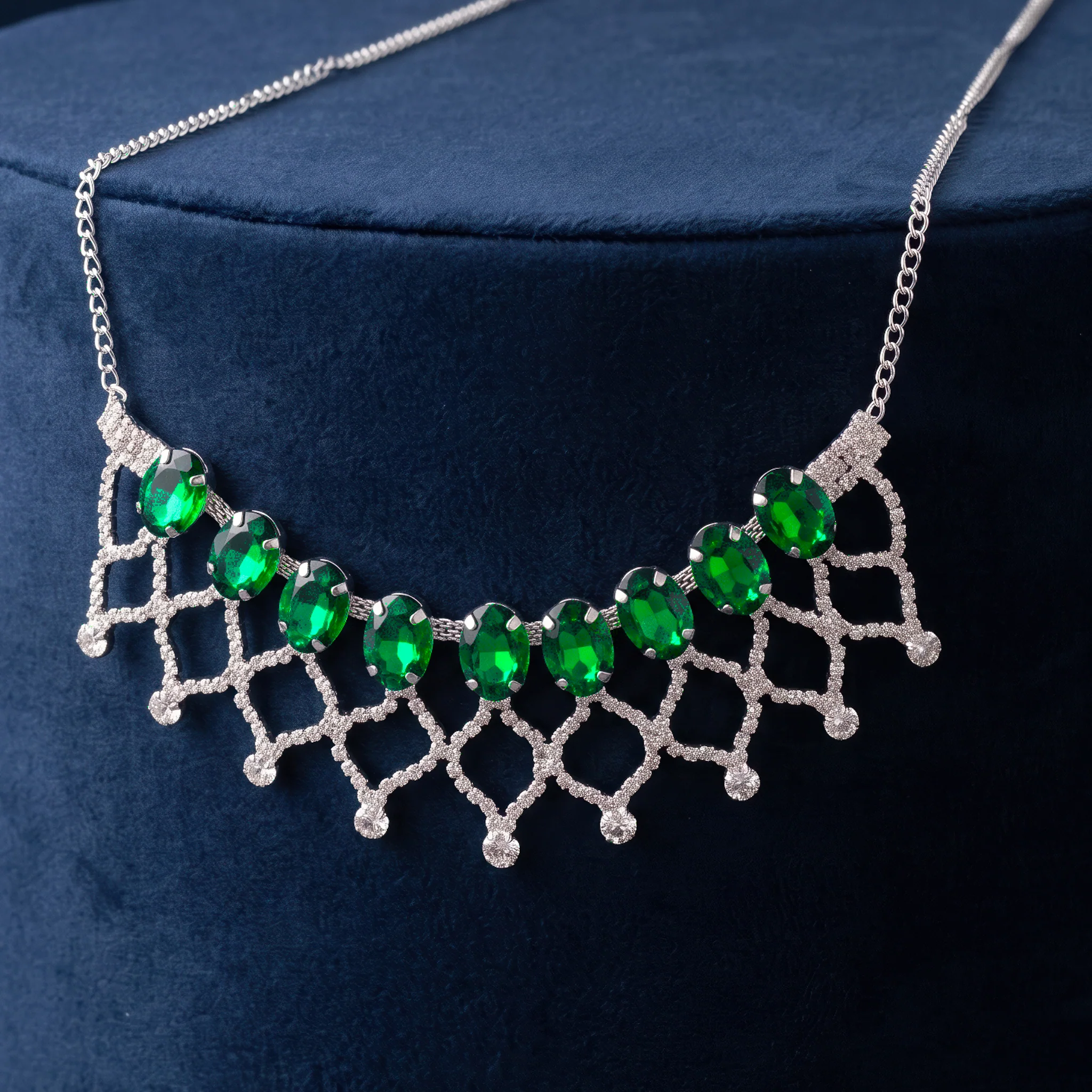 PRAO Necklace Anti-Tarnish Emerald-Style Lattice - Image 4