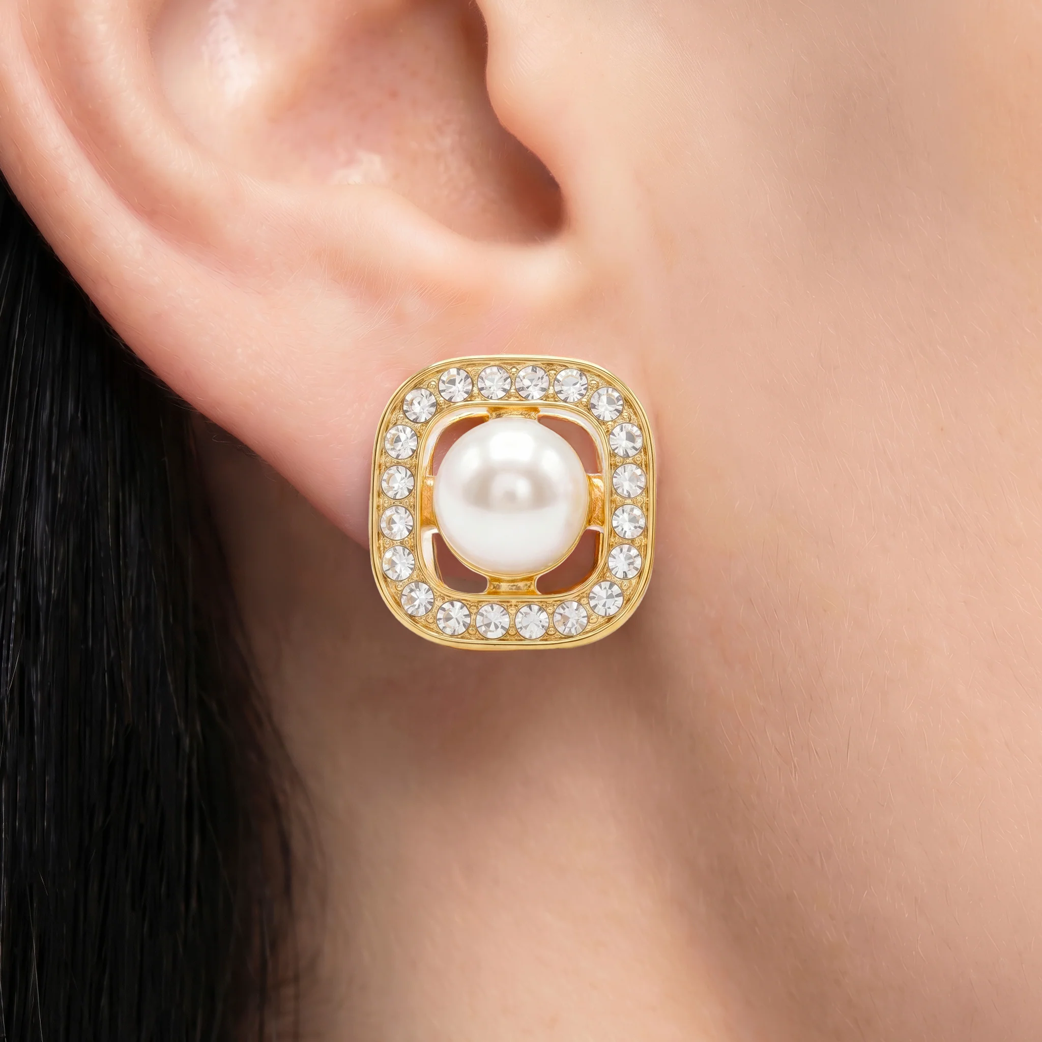 PRAO Earrings Anti-Tarnish Gold Plated Pearl Studs - Image 2