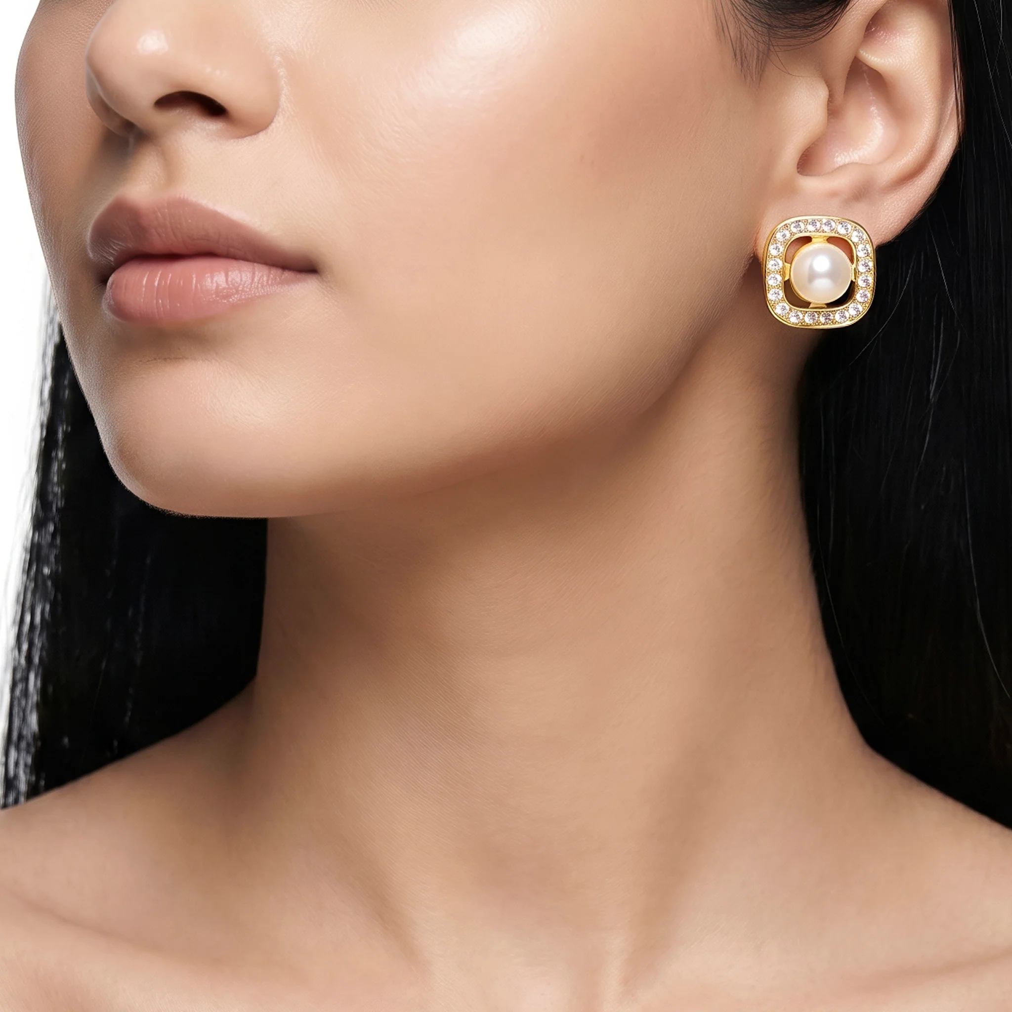 PRAO Earrings Anti-Tarnish Gold Plated Pearl Studs - Image 4