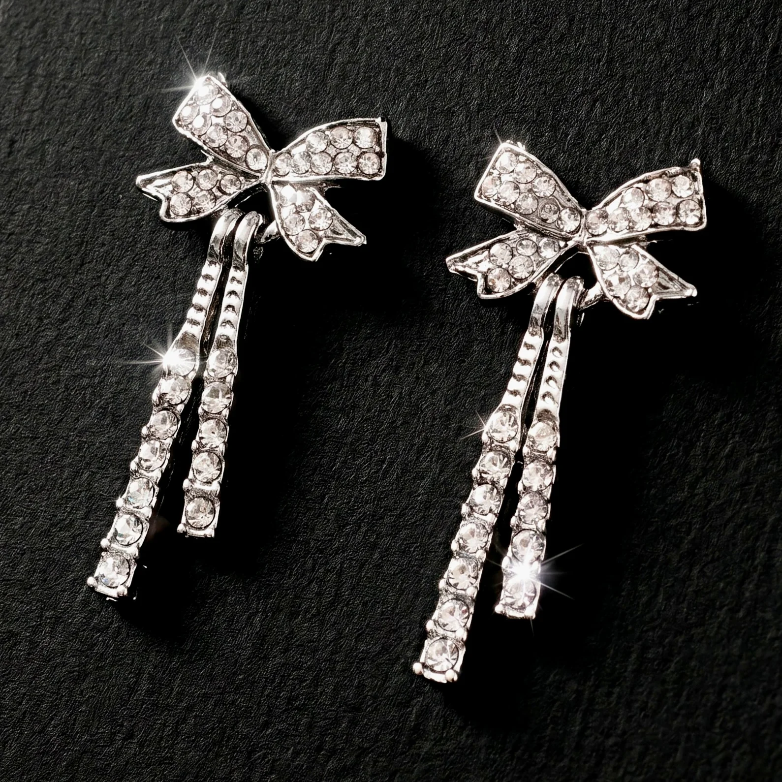 PRAO Earrings Anti-Tarnish Bow Crystal Dangles