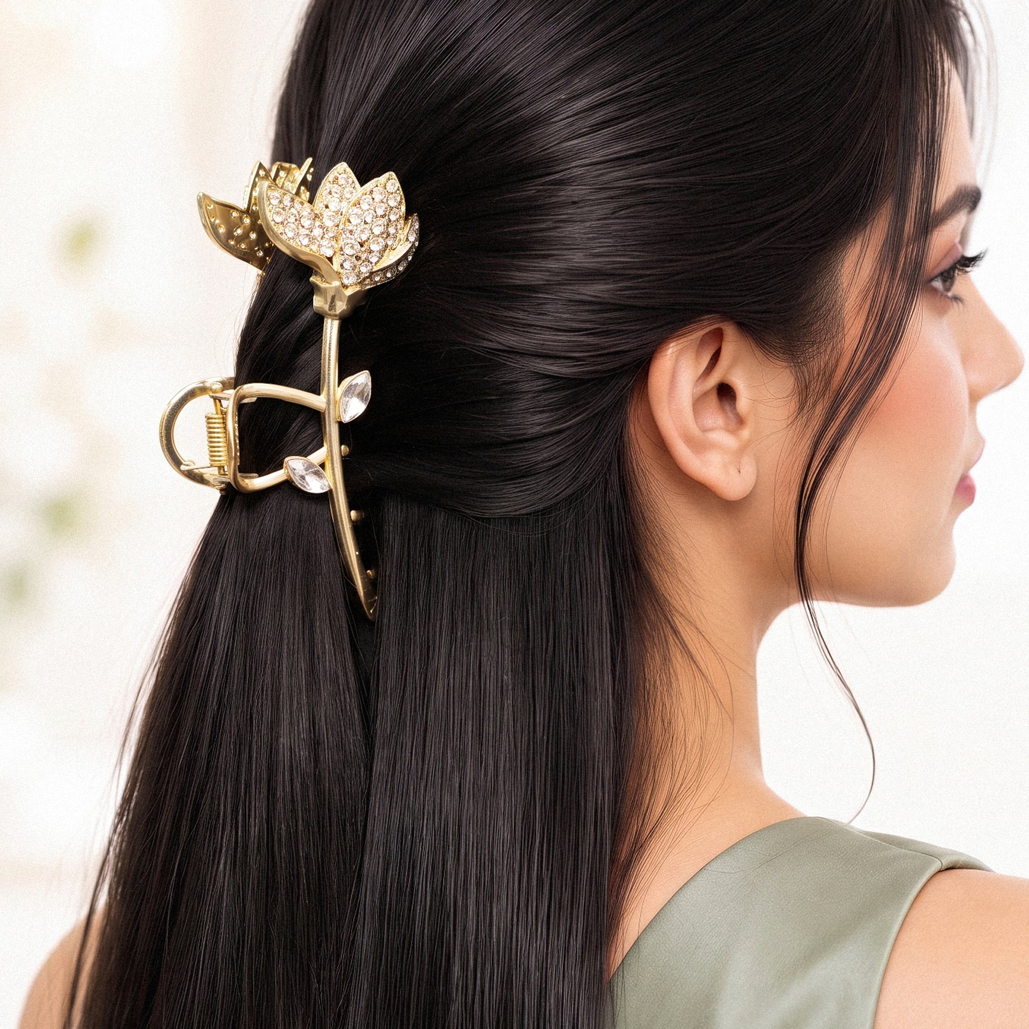 PRAO Hair Claw Clip Anti-Tarnish Rose Claw Clip - Image 3
