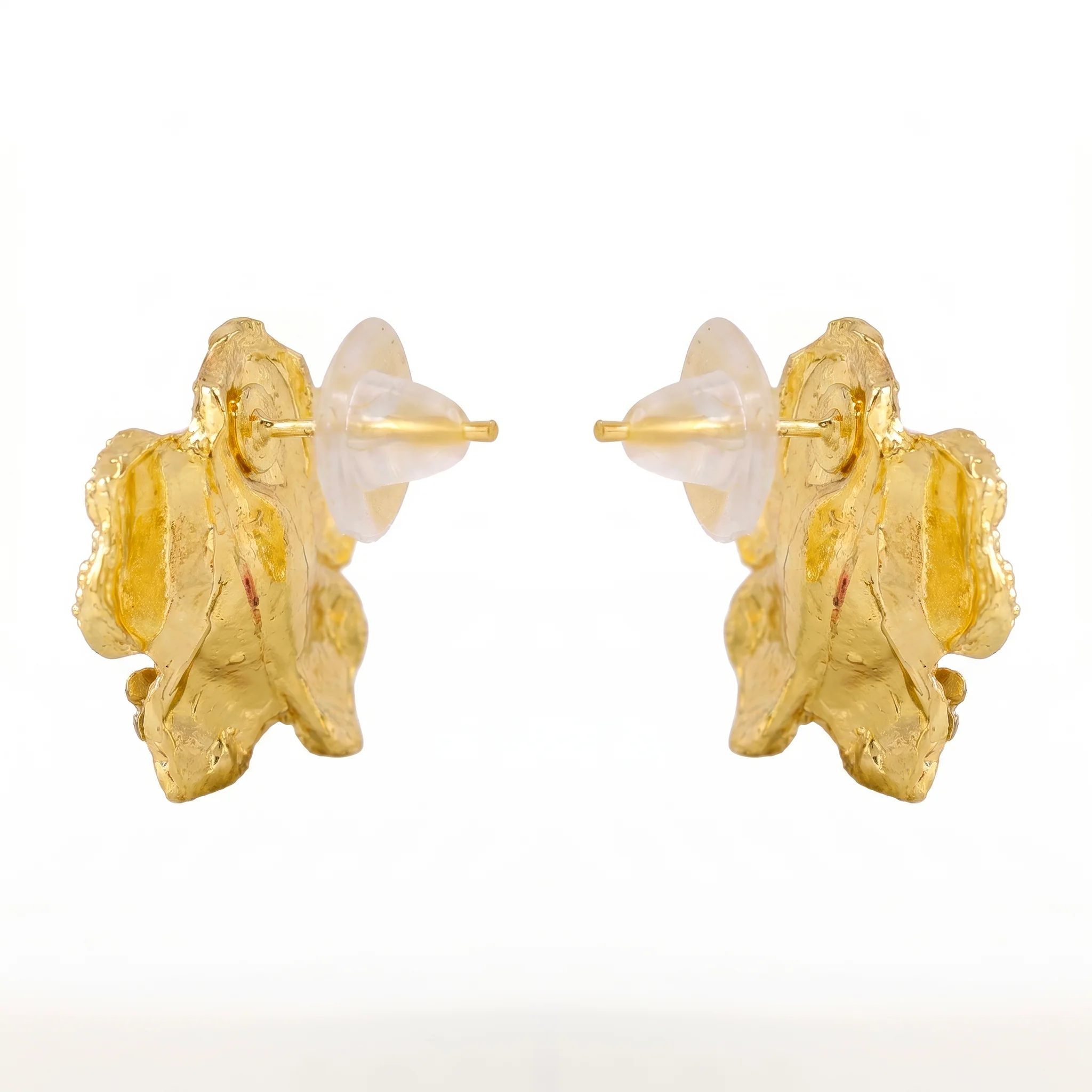PRAO Earrings Anti-Tarnish Champagne Crystal Flower Minimalist - Image 5