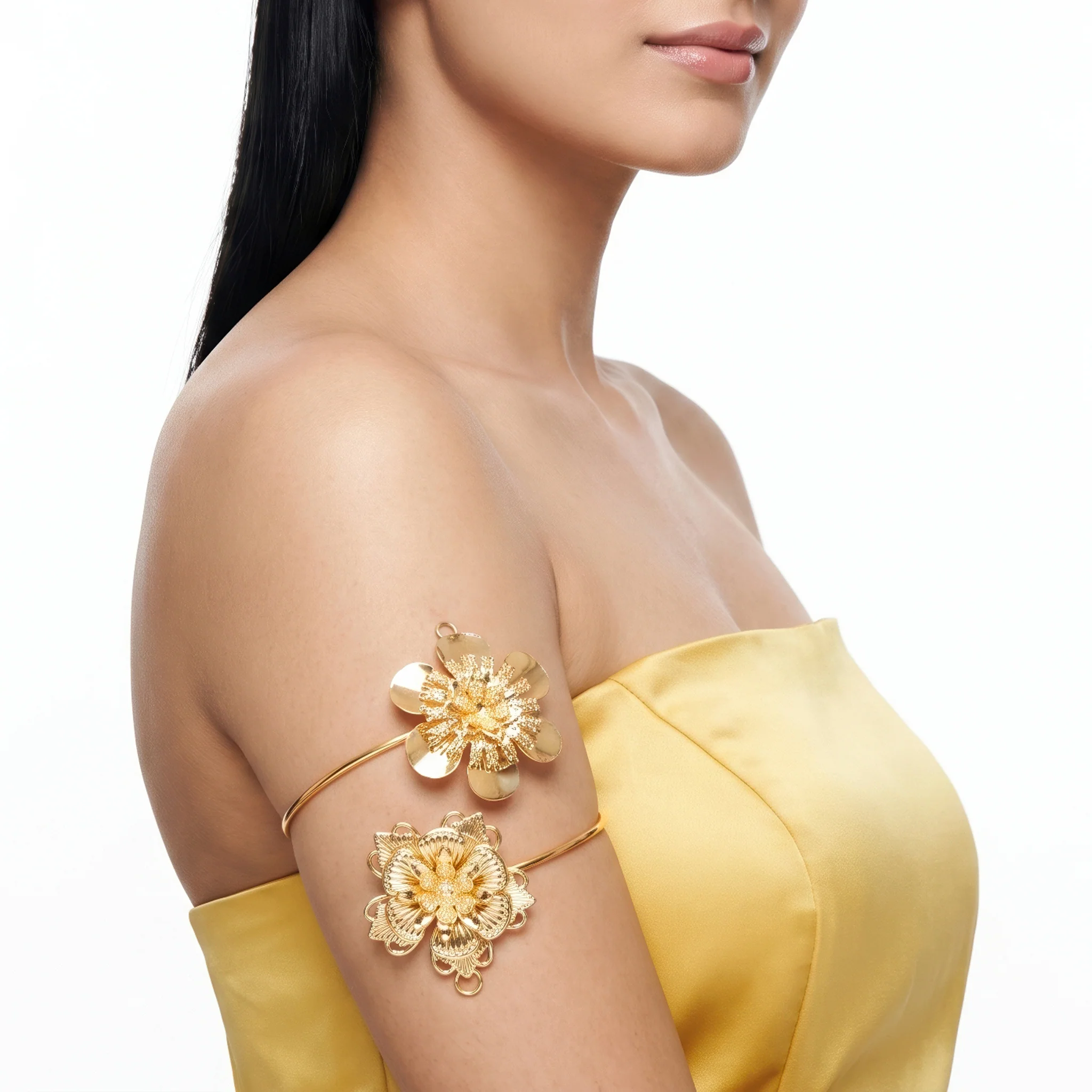 PRAO Arm Cuff Anti-Tarnish Floral Wire Cuff (Adjustable Size) - Image 3