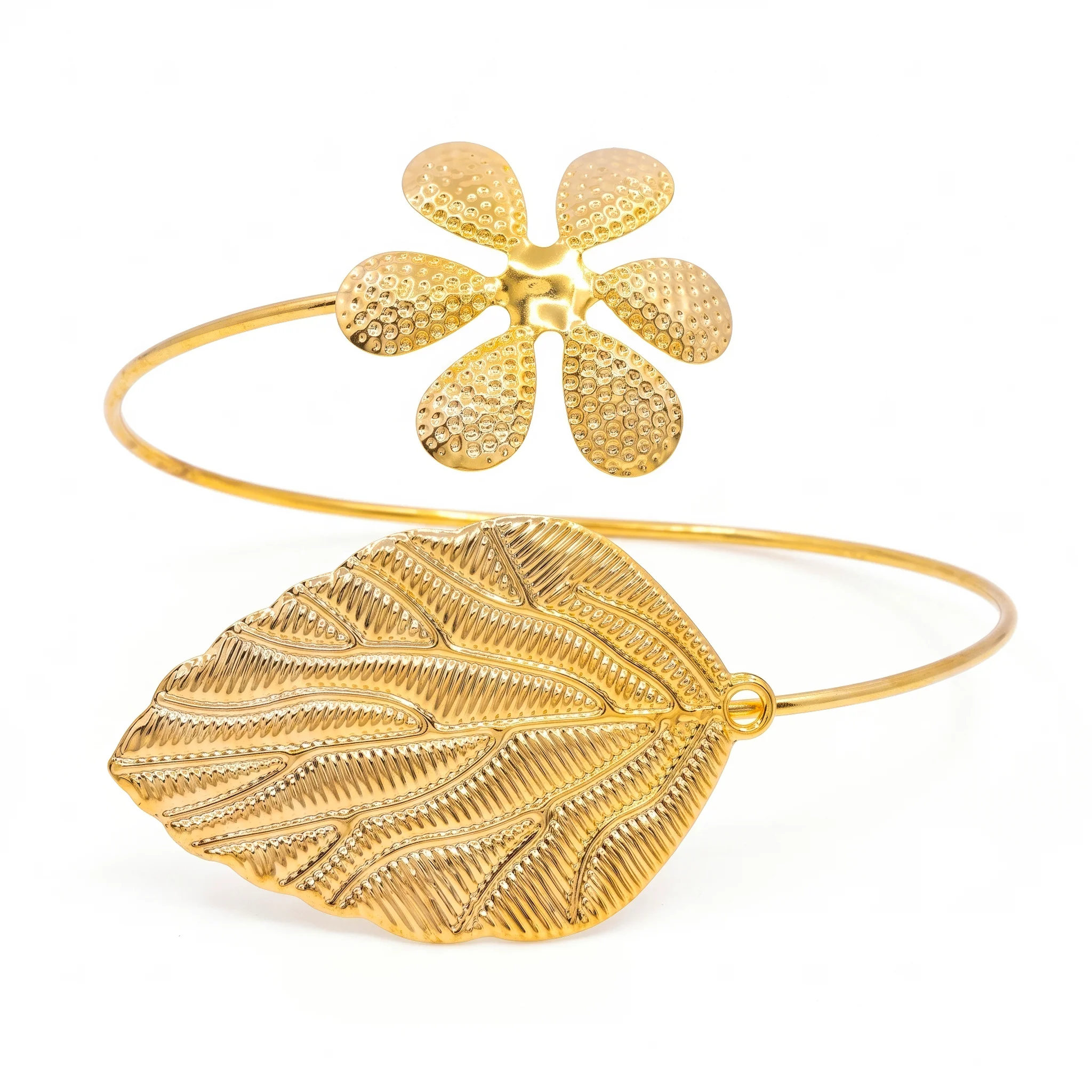 PRAO Arm Cuff Anti-Tarnish Flower Leaf Cuff (Adjustable Size) - Image 4