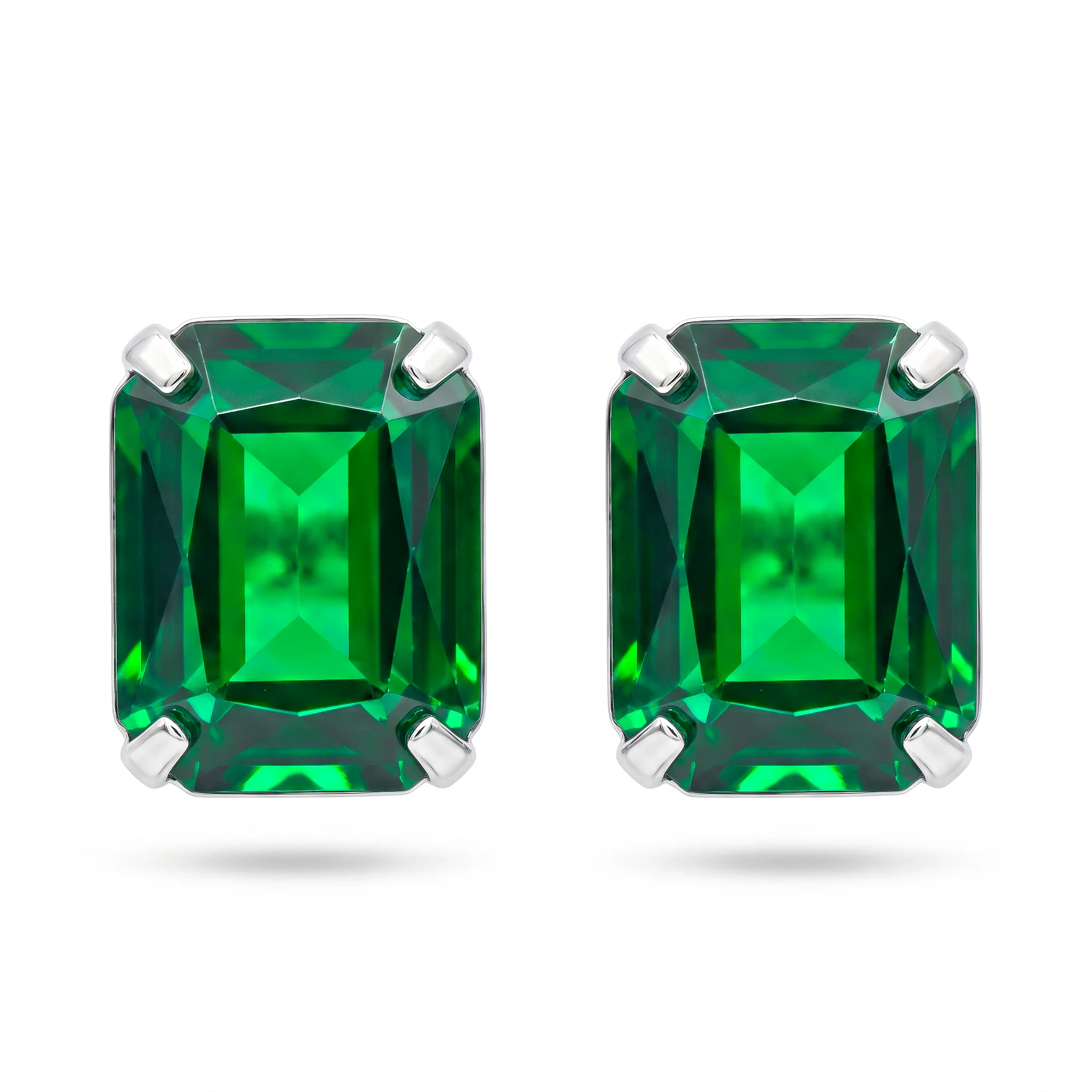 PRAO Earrings Anti-Tarnish Emerald Studs - Image 4