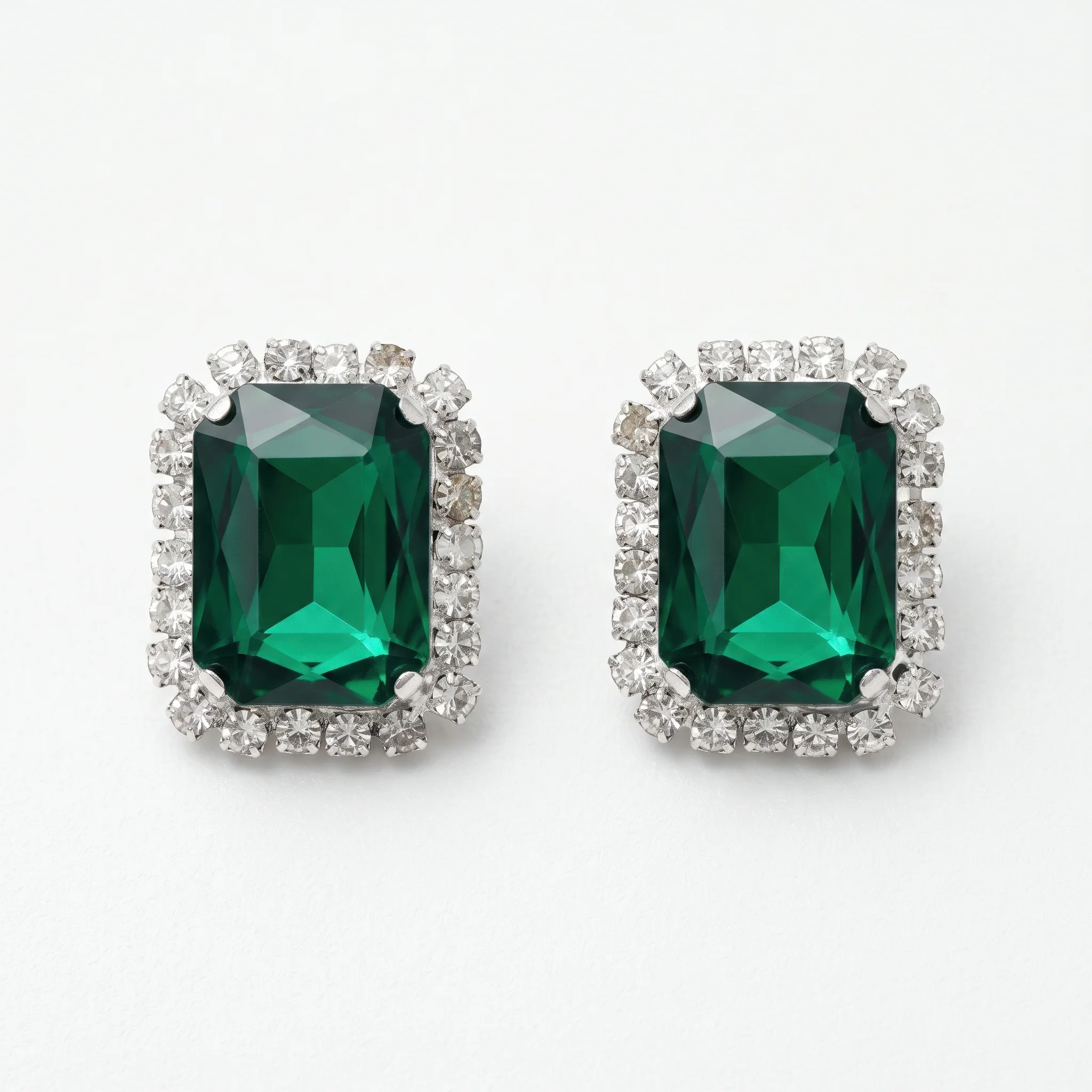 PRAO Earrings Anti-Tarnish Emerald Halo Studs - Image 4