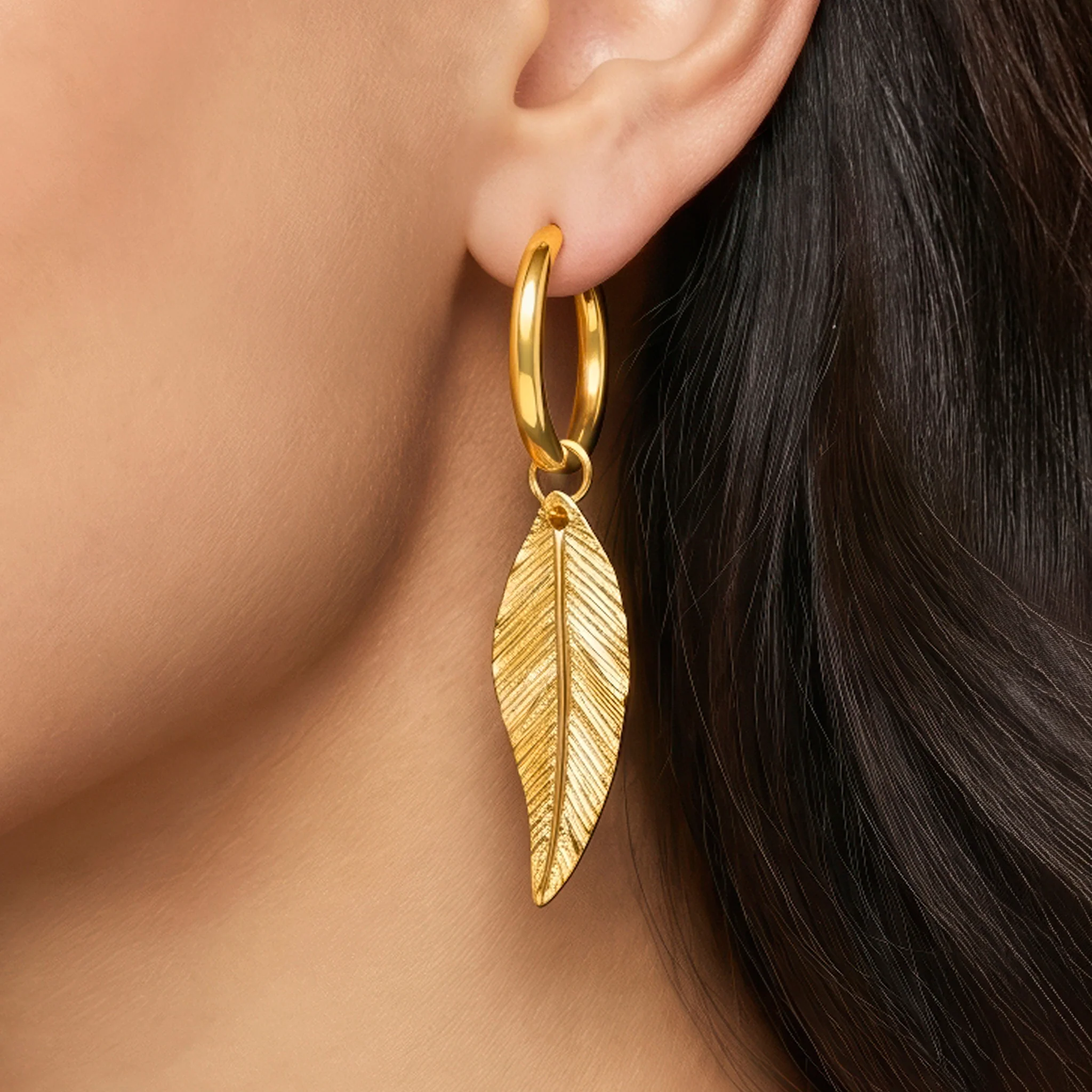 PRAO COMBO ✨ Green Floral Scarf Necklace With Leaf Earrings - Image 4