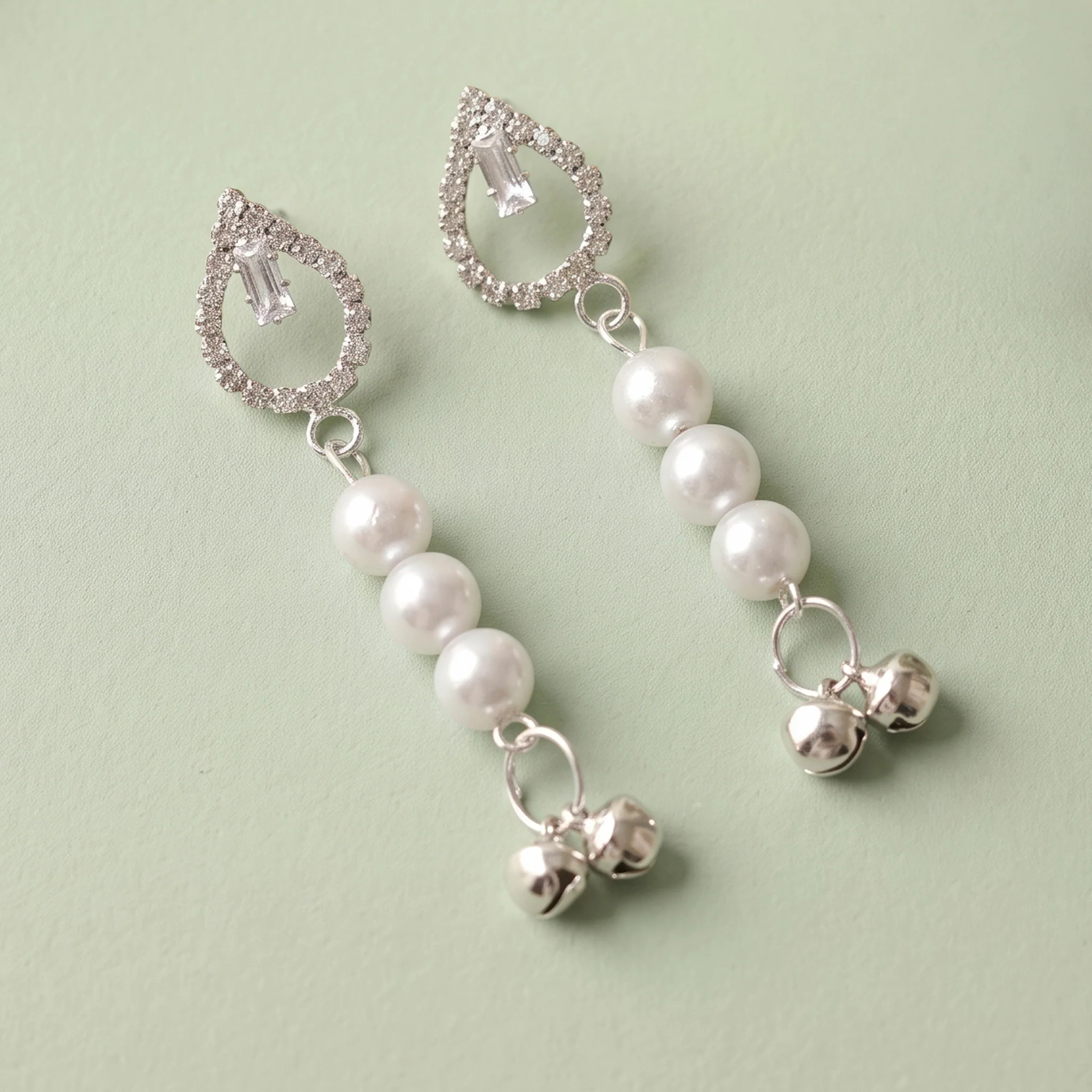 PRAO Earrings Anti-Tarnish Pearl Bell Dangles - Image 4