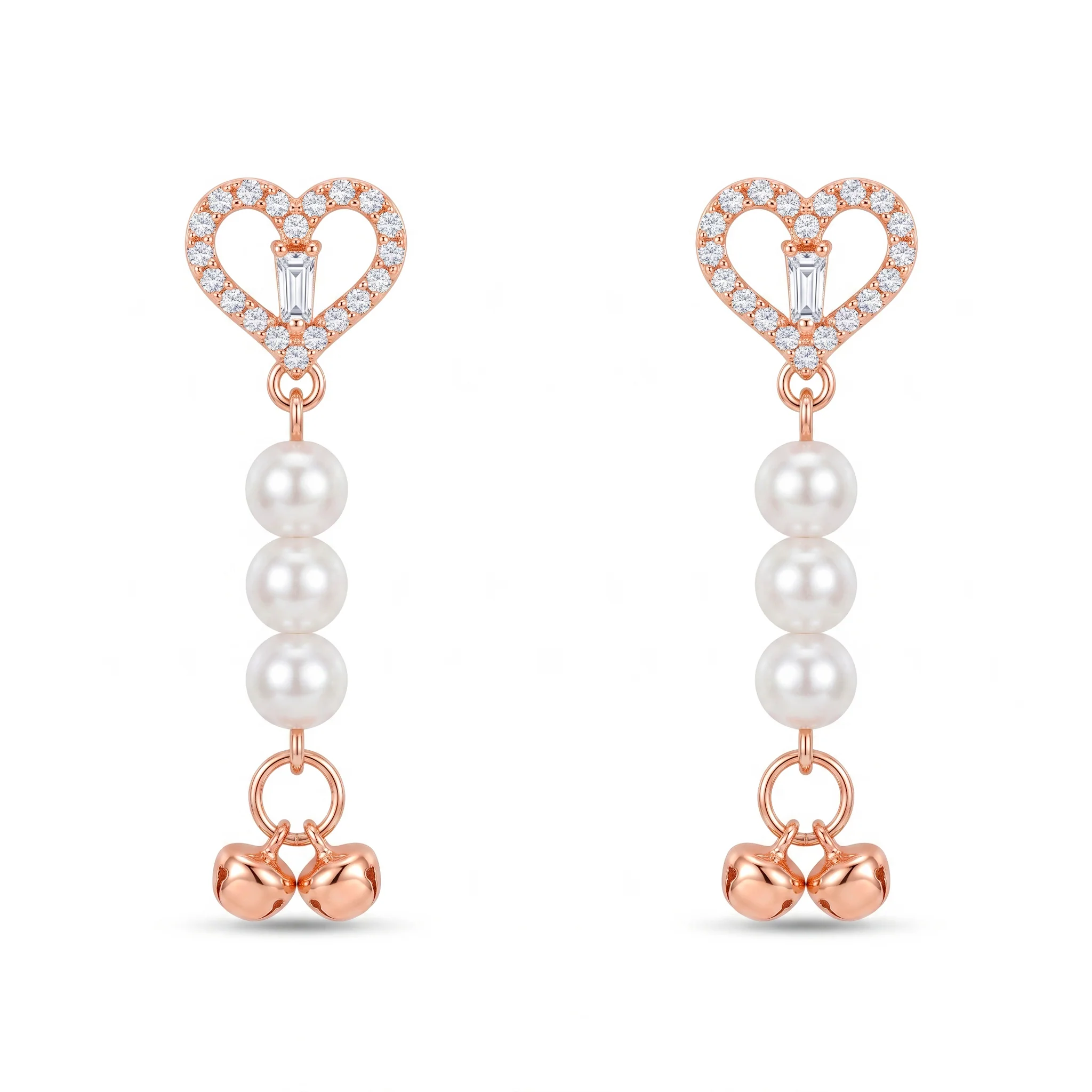 PRAO Earrings Anti-Tarnish Heart Pearl Dangles - Image 3