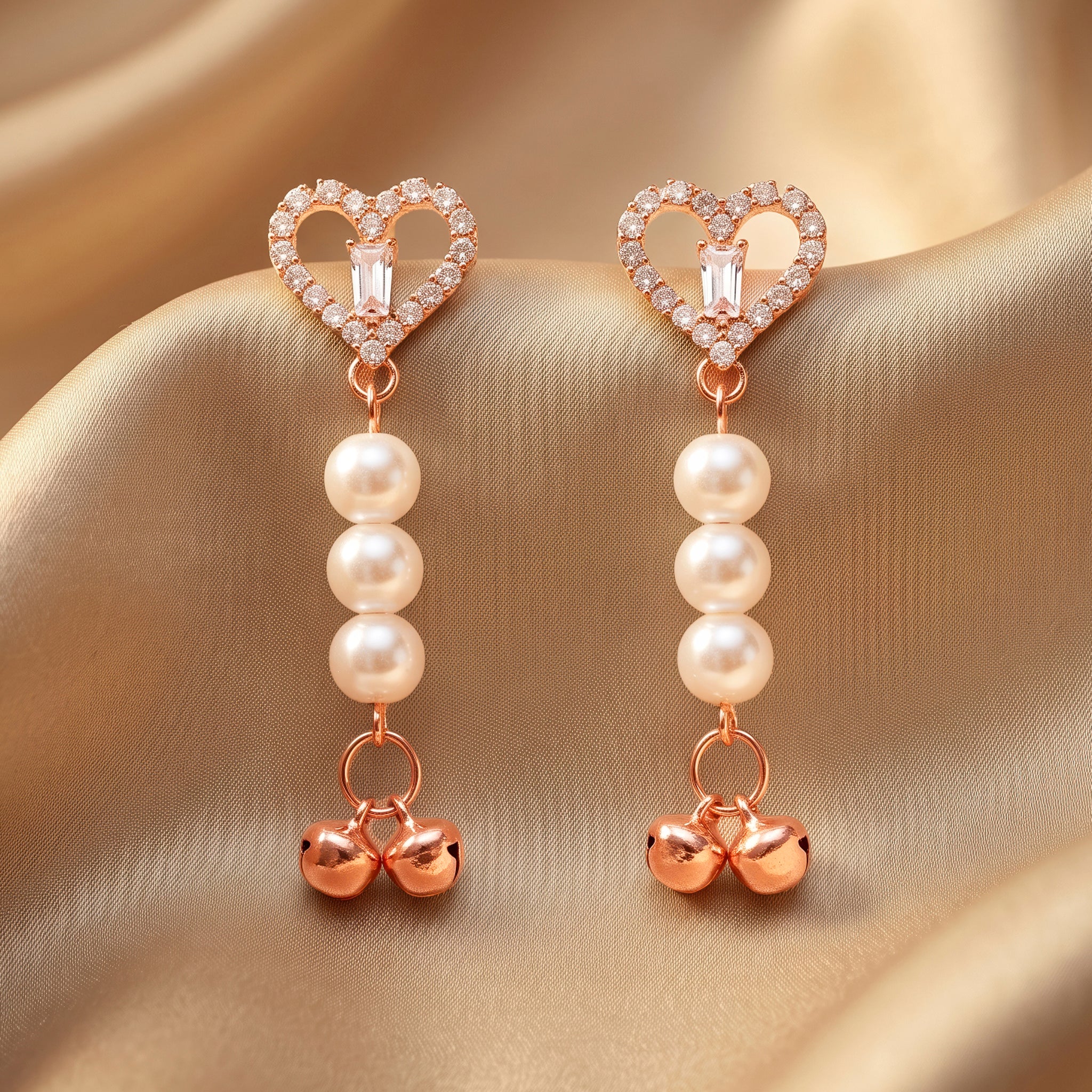 PRAO Earrings Anti-Tarnish Heart Pearl Dangles - Image 4