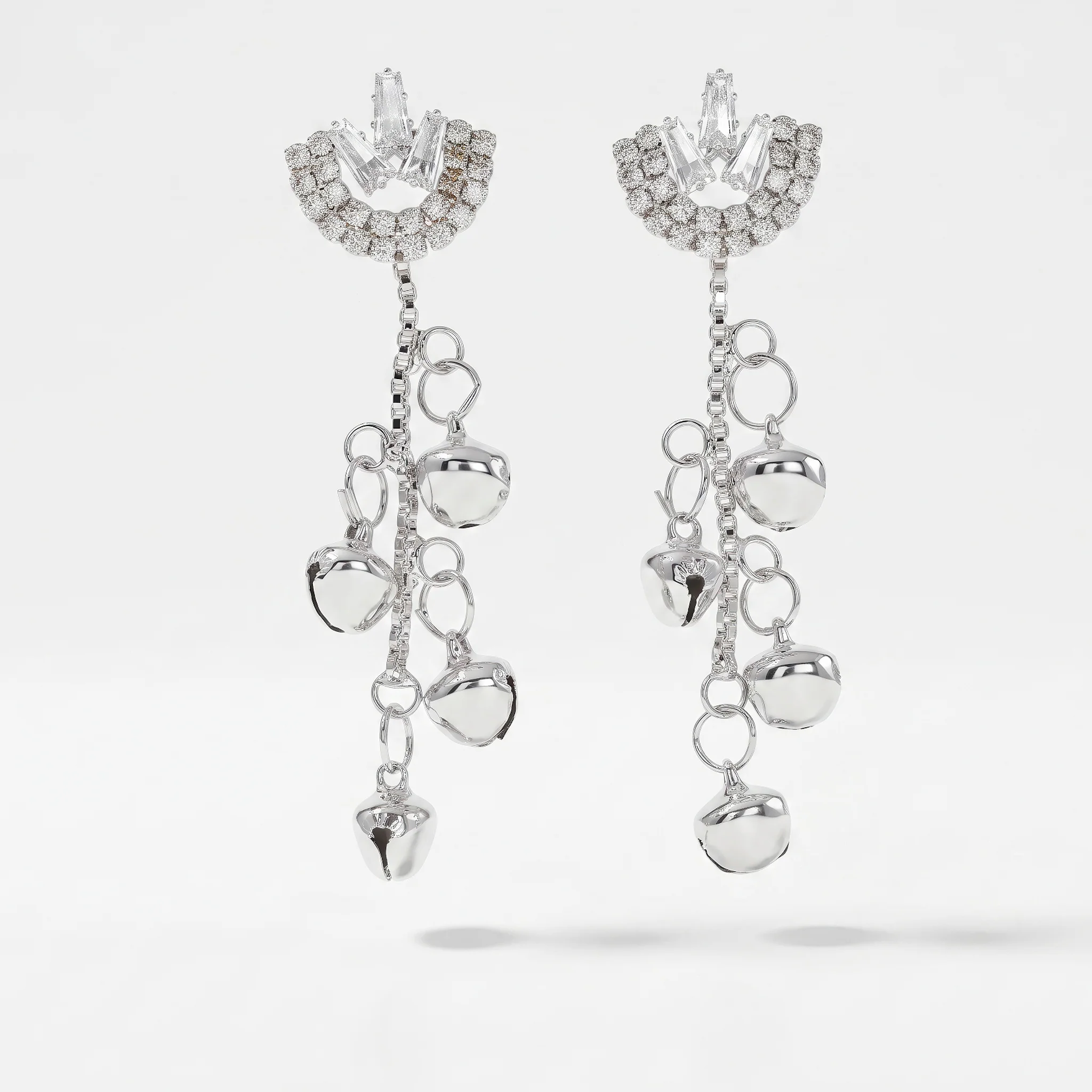 PRAO Earrings Anti-Tarnish Crescent Crystal Dangles - Image 3