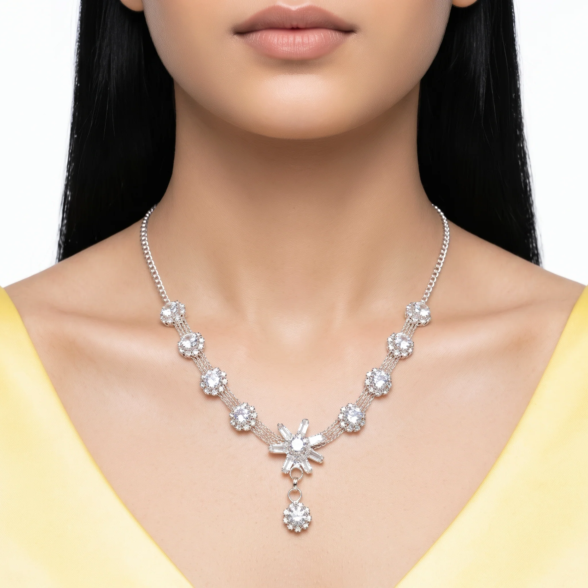 PRAO Necklace Anti-Tarnish Floral Starburst Chain - Image 2