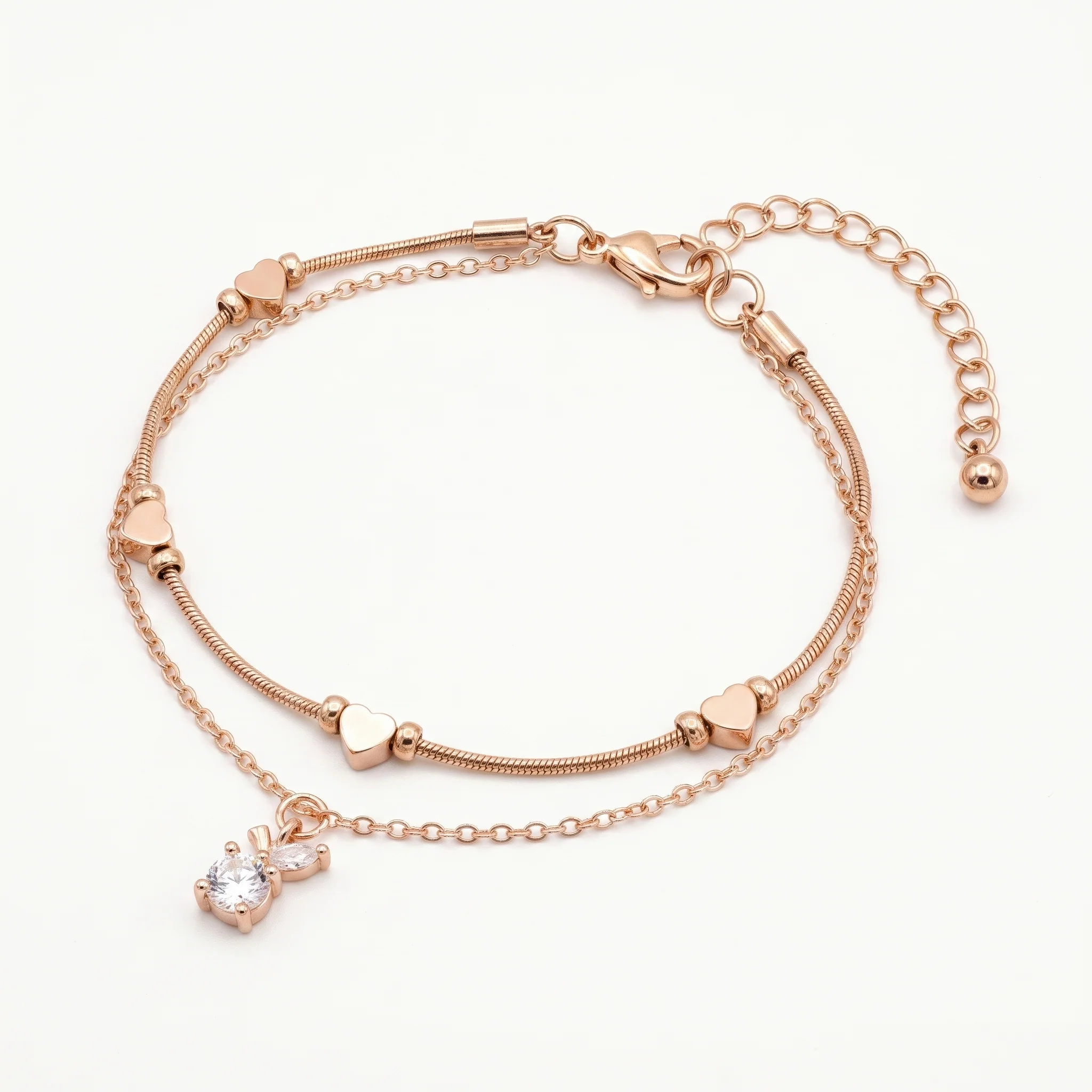 PRAO Bracelet Anti-Tarnish Heart Snake Chain Set (Adjustable Size) - Image 3