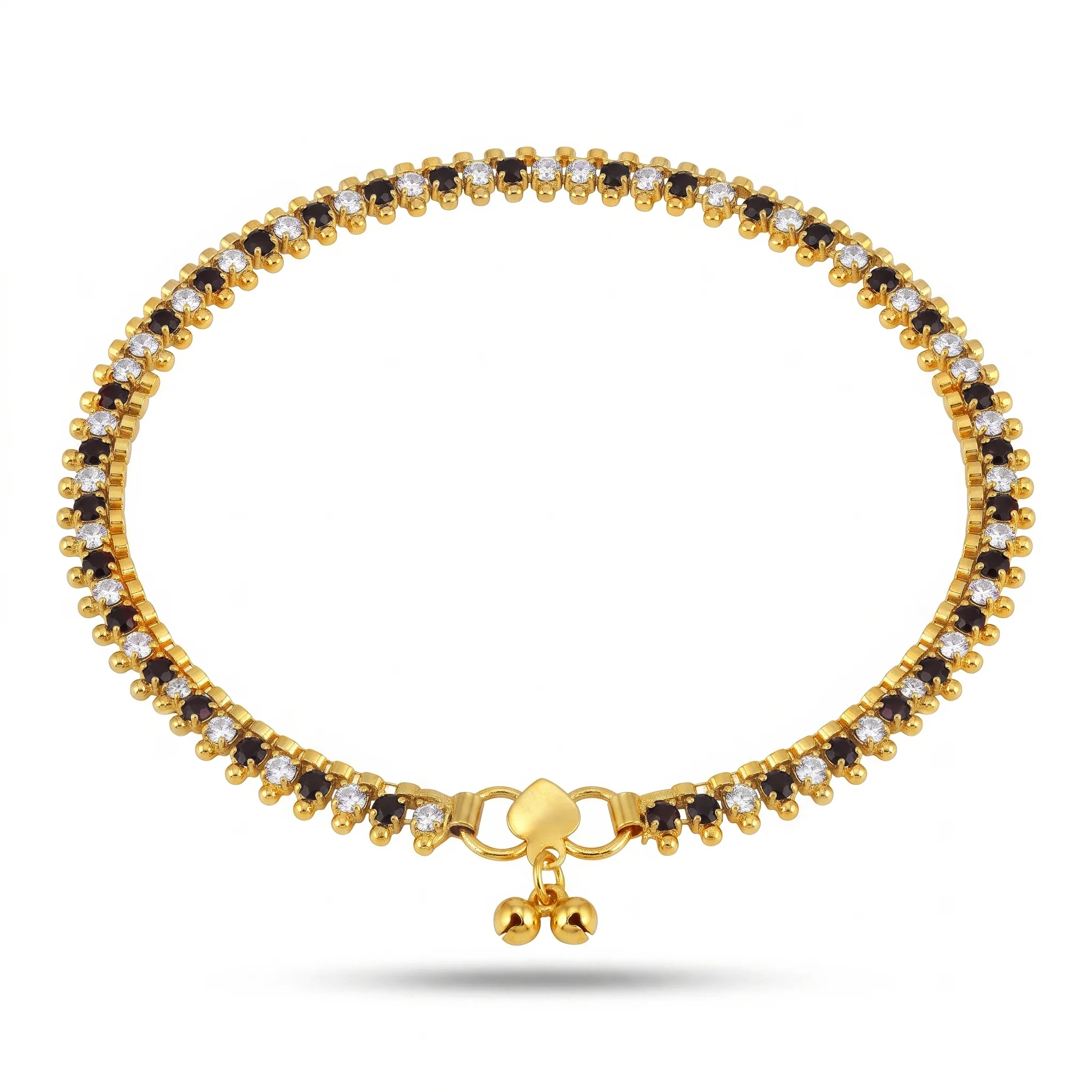 PRAO Anklet Anti-Tarnish Black Stone Tennis - Image 3