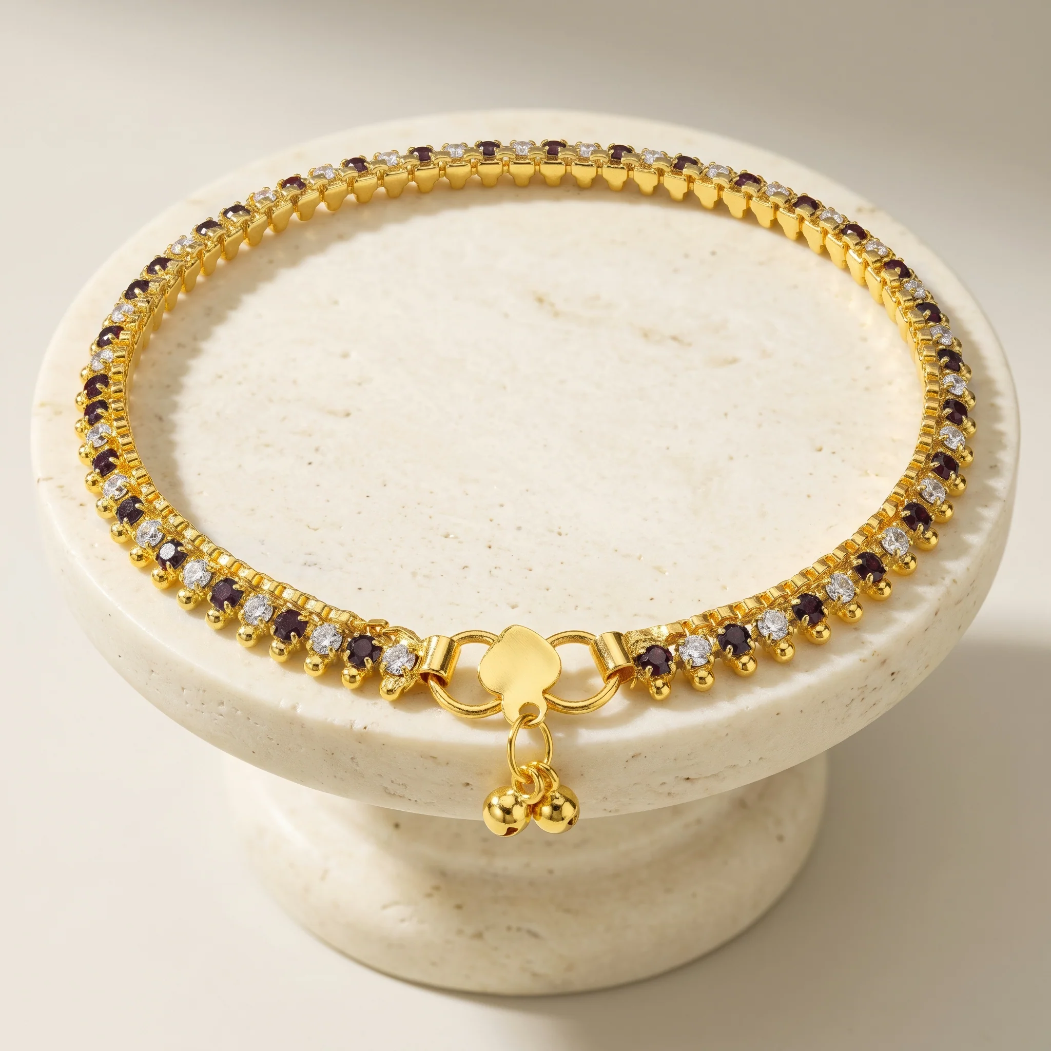 PRAO Anklet Anti-Tarnish Black Stone Tennis - Image 4