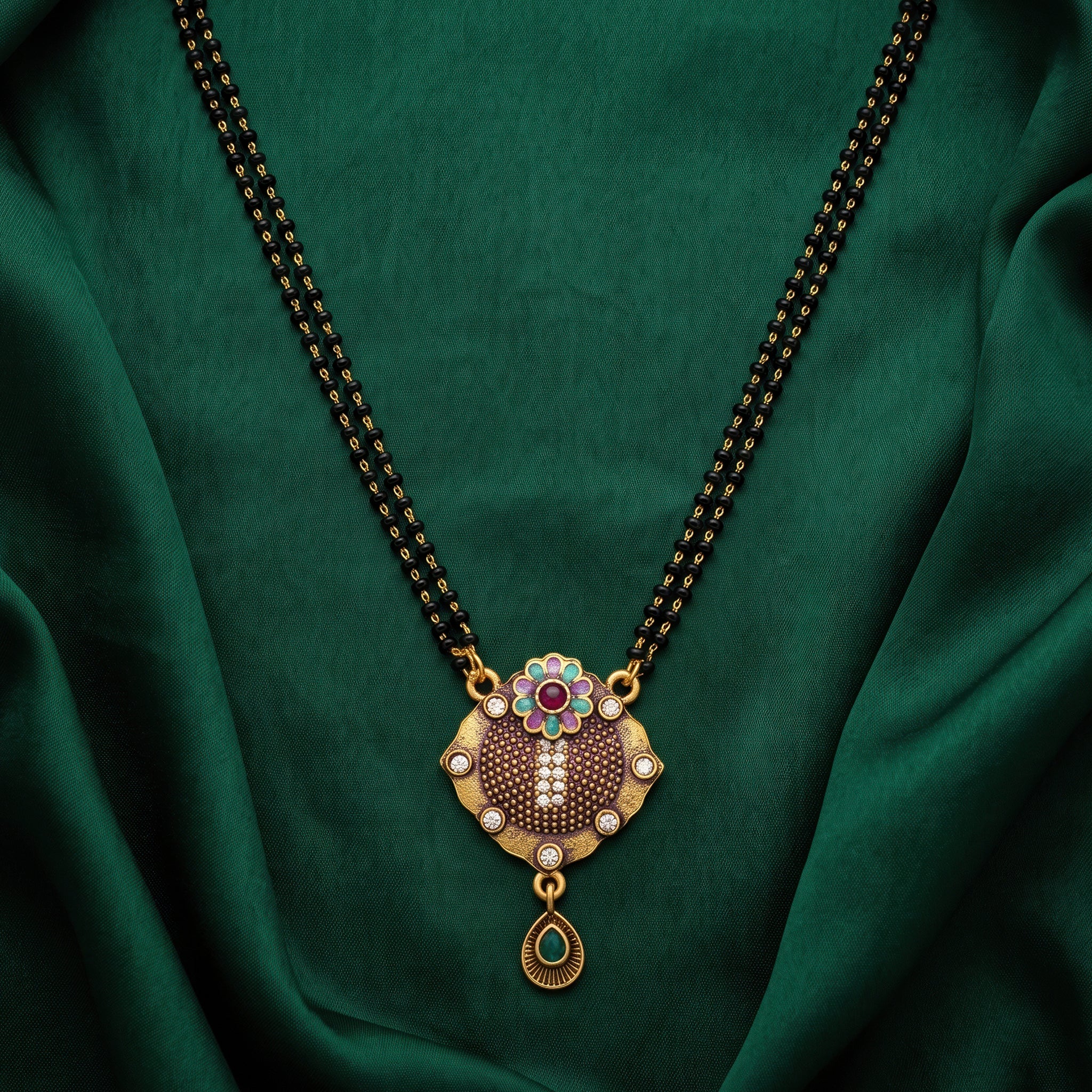 PRAO Necklace Anti-Tarnish Enamel Flower Mangalsutra - Image 4
