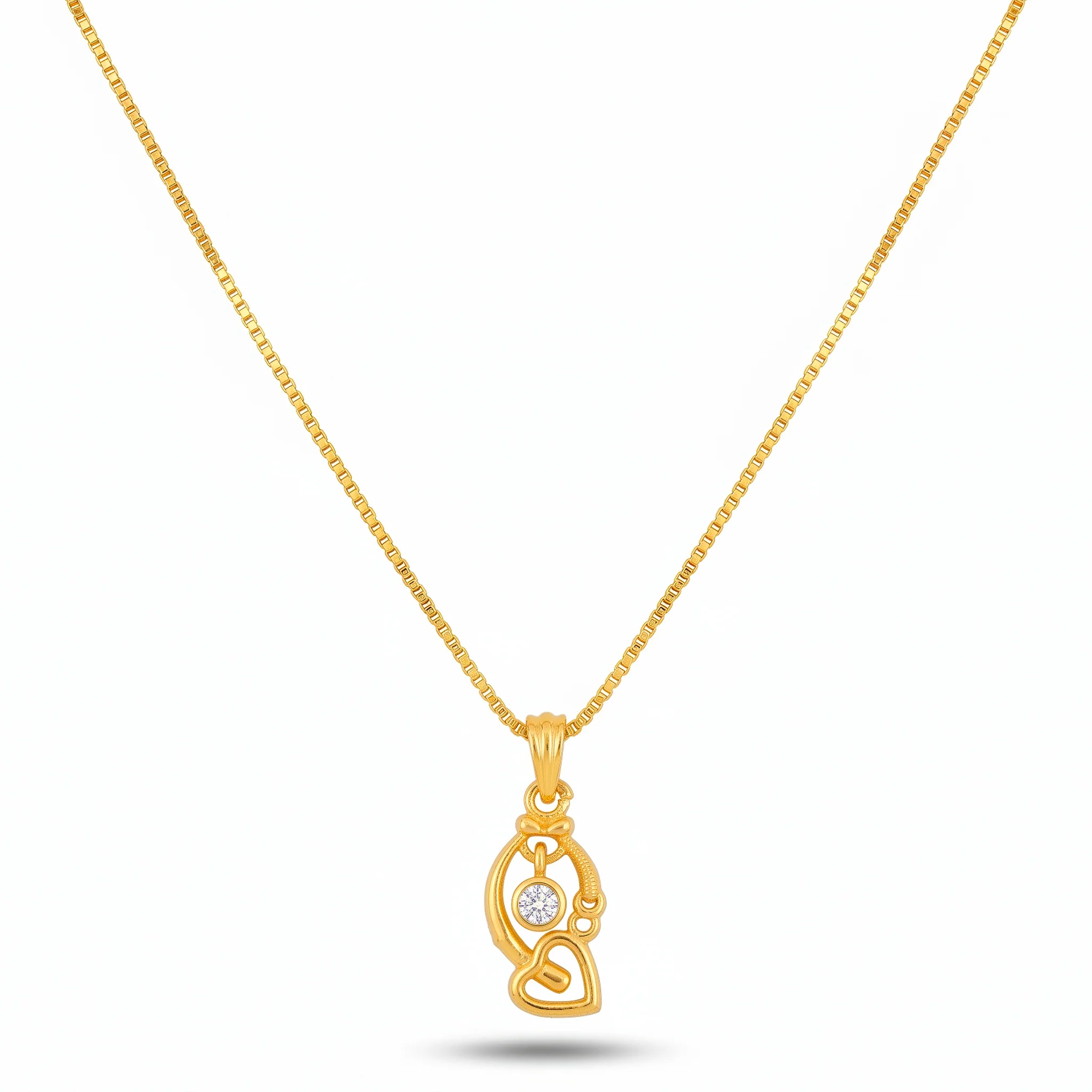 PRAO Necklace Anti-Tarnish Crystal Heart Chain