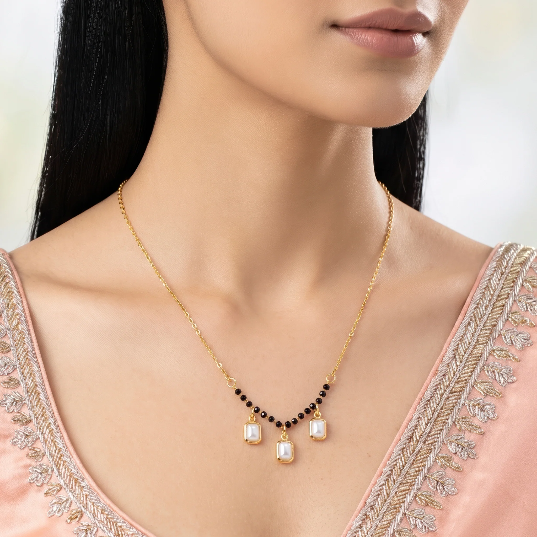 PRAO Necklace Anti-Tarnish Pearl Charm Chain - Image 2