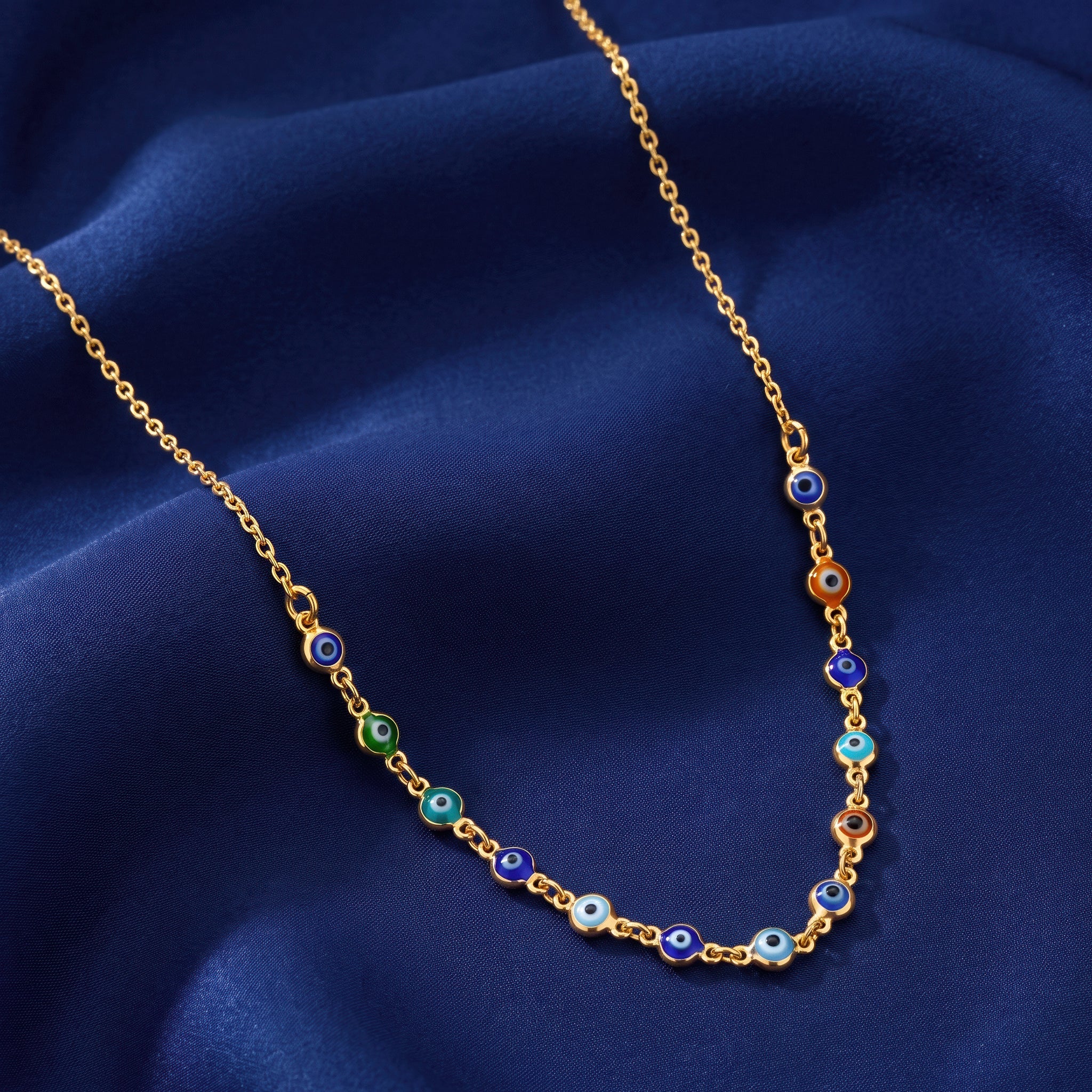 PRAO Necklace Anti-Tarnish Multi Evil Eye Chain - Image 4