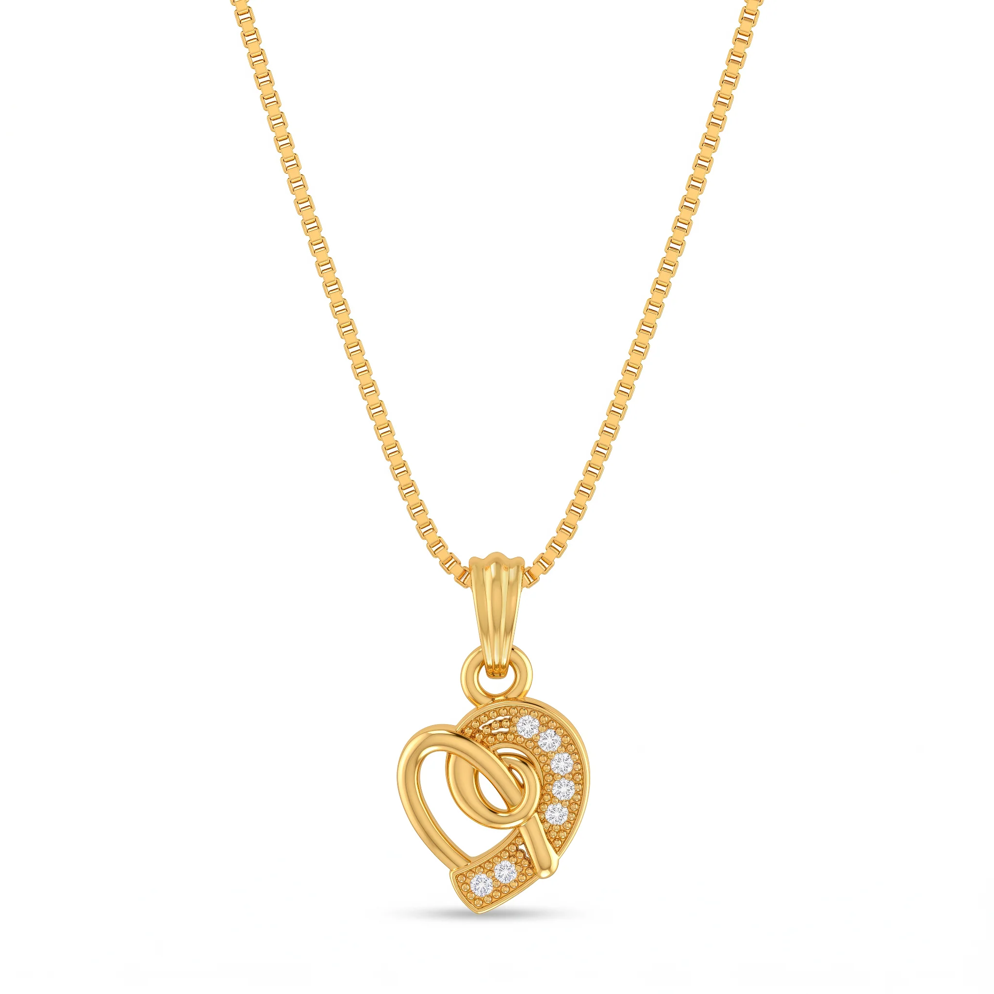 PRAO Necklace Anti-Tarnish Crystal Heart Chain