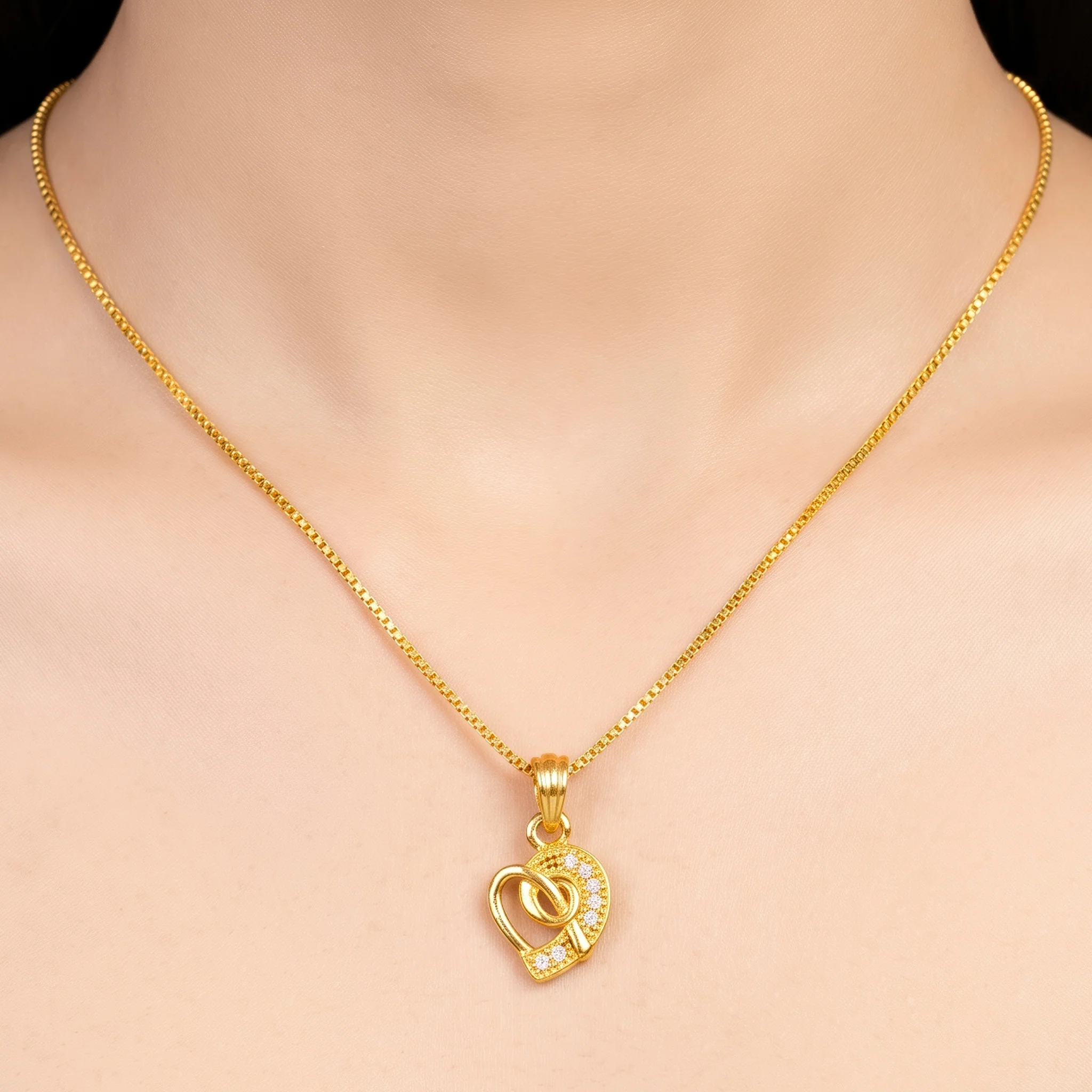 PRAO Necklace Anti-Tarnish Crystal Heart Chain - Image 2