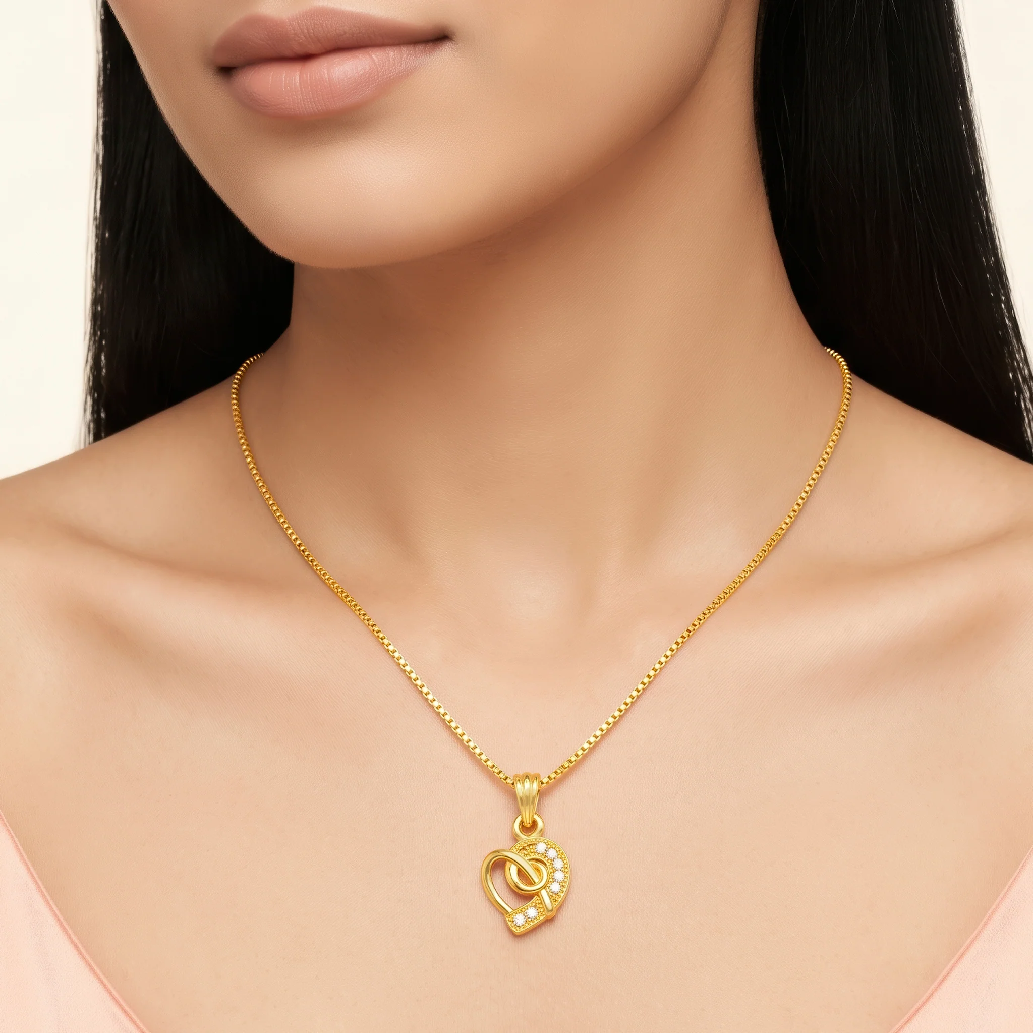 PRAO Necklace Anti-Tarnish Crystal Heart Chain - Image 3