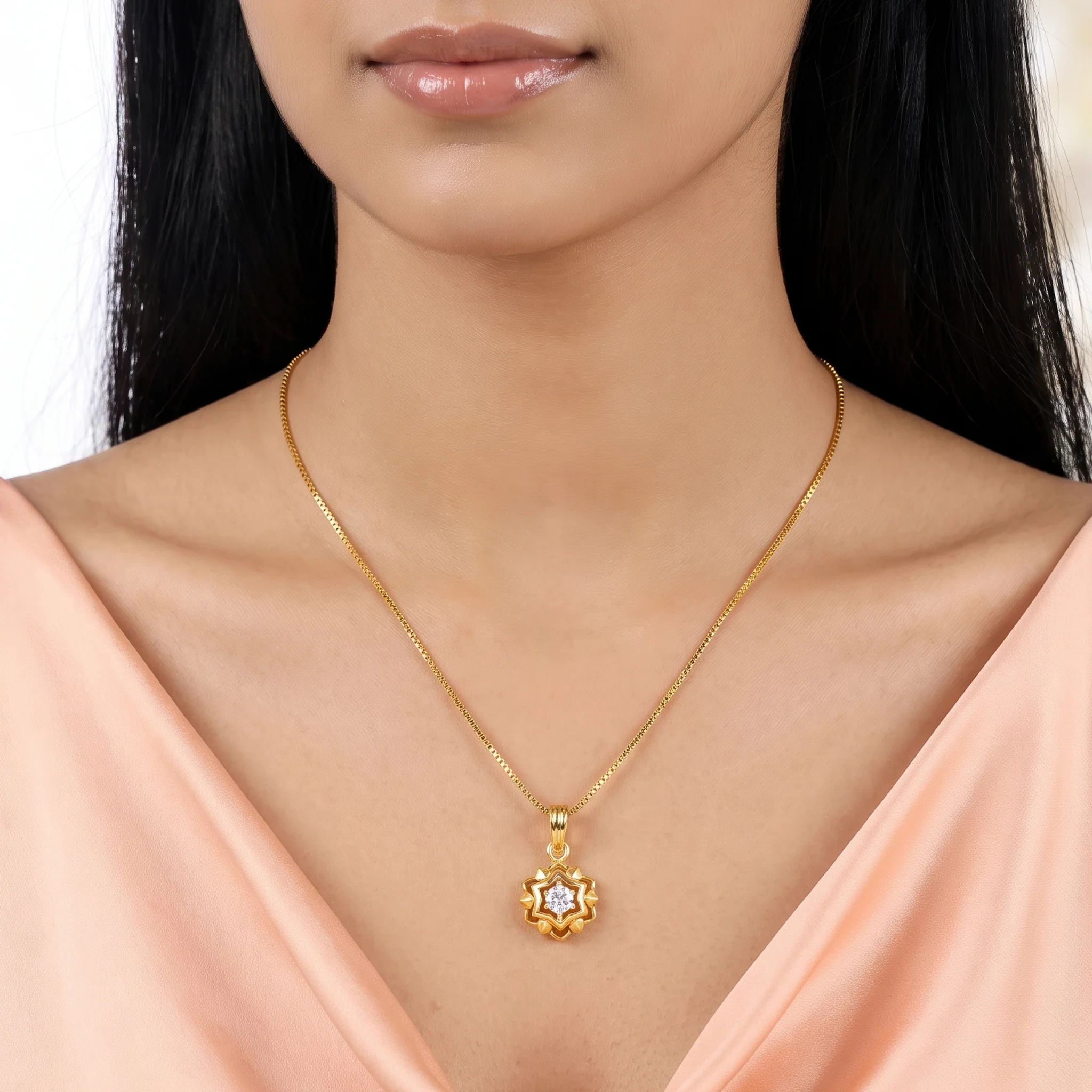 PRAO Necklace Anti-Tarnish Starburst Crystal Chain - Image 3
