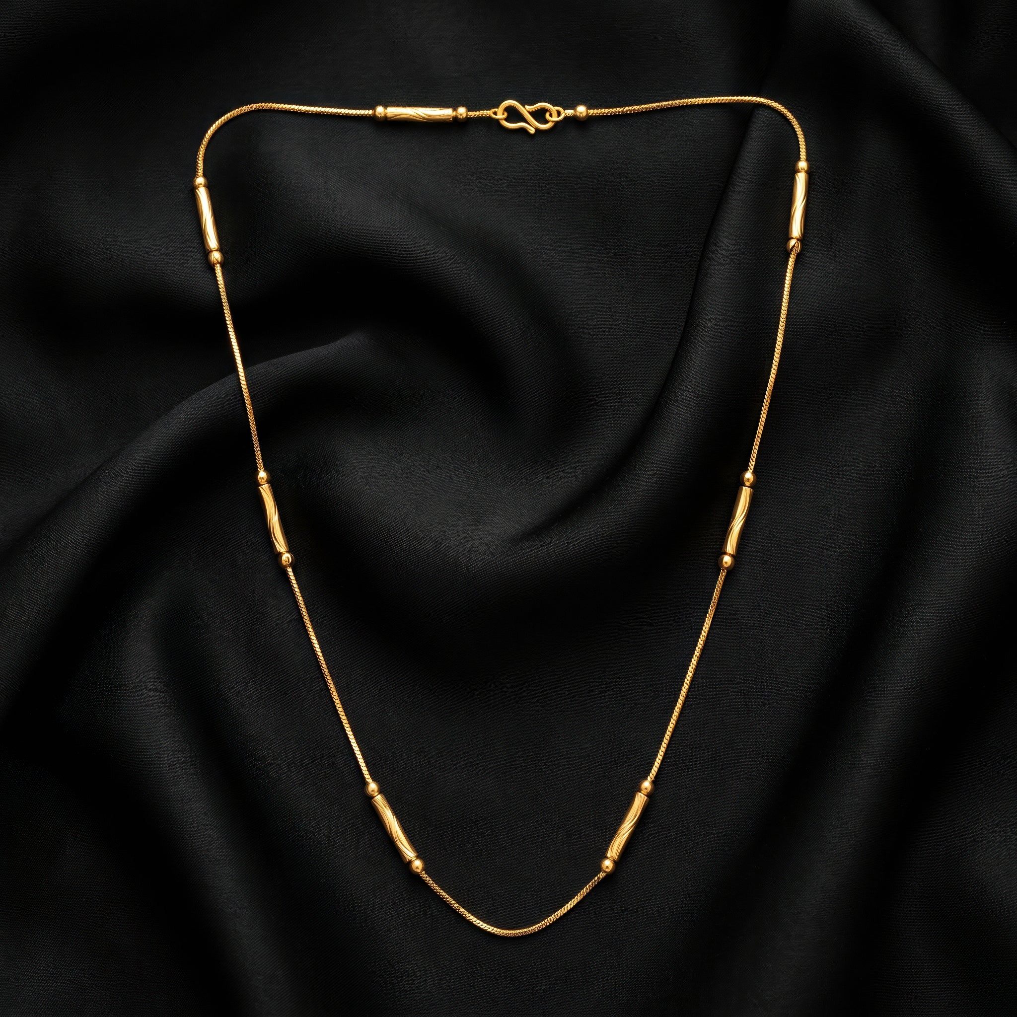 PRAO Necklace Anti-Tarnish Textured Bar Snake Chain - Image 4