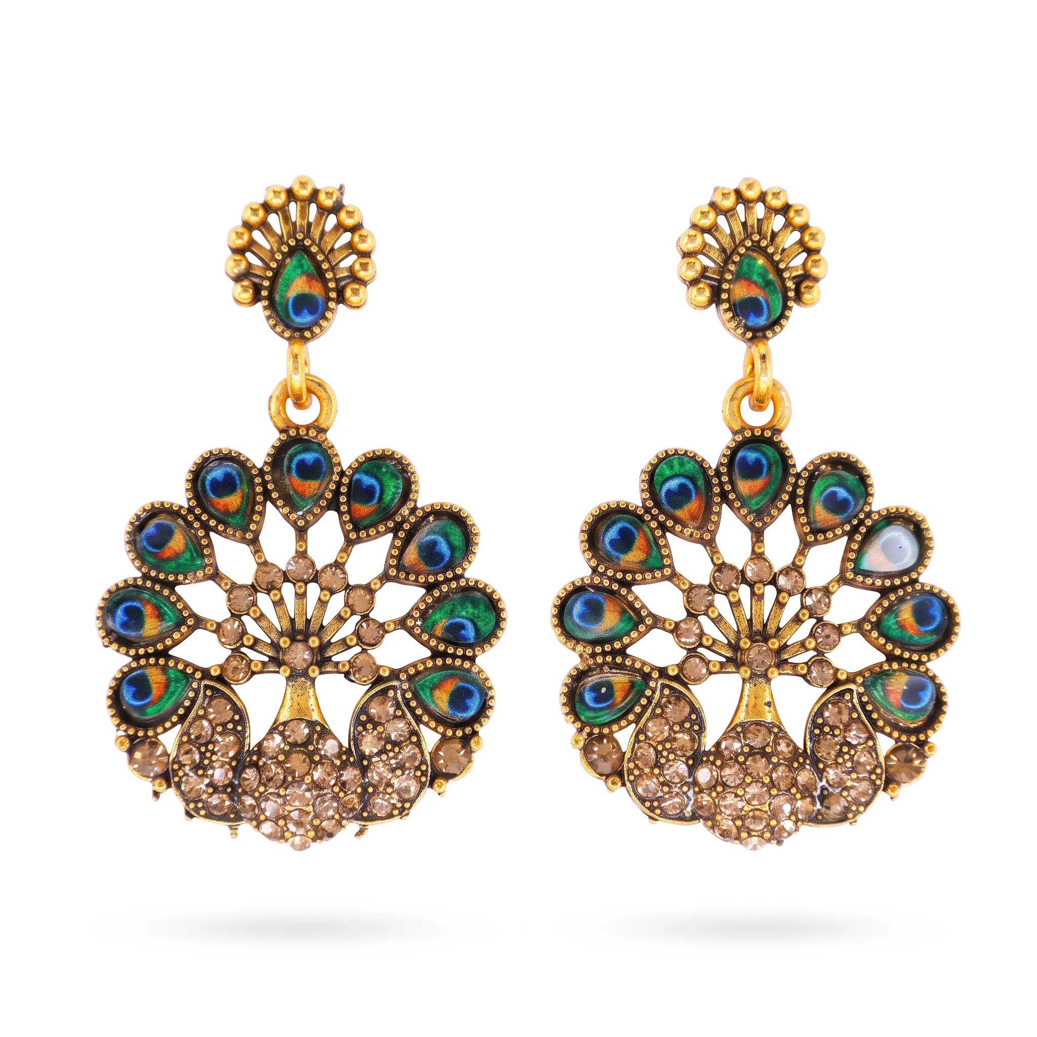 PRAO Earrings Anti-Tarnish Peacock Dangles