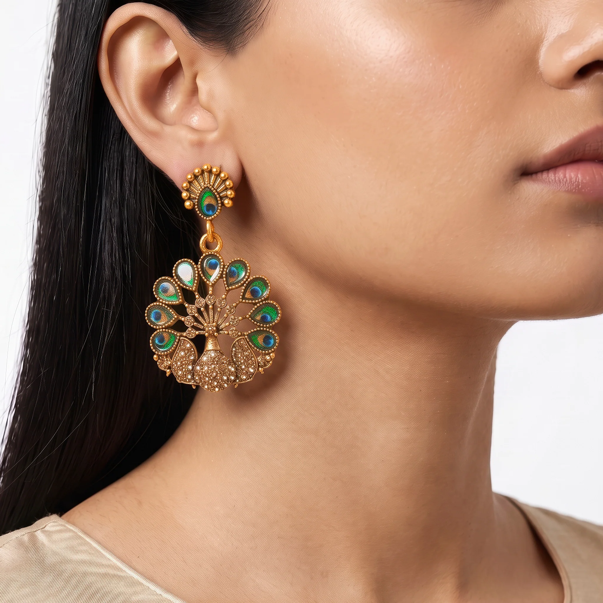 PRAO Earrings Anti-Tarnish Peacock Dangles - Image 2